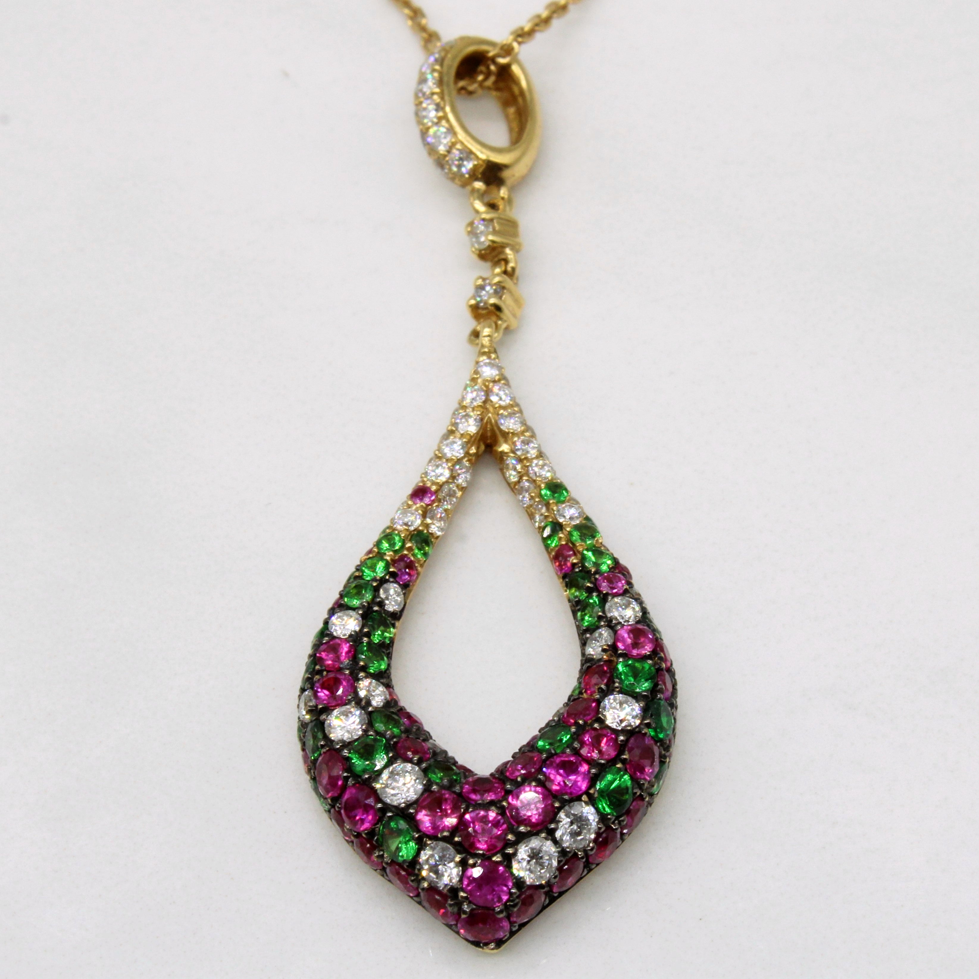 Multi Gem Drop Pendant & Necklace | 2.01ctw | 18" |