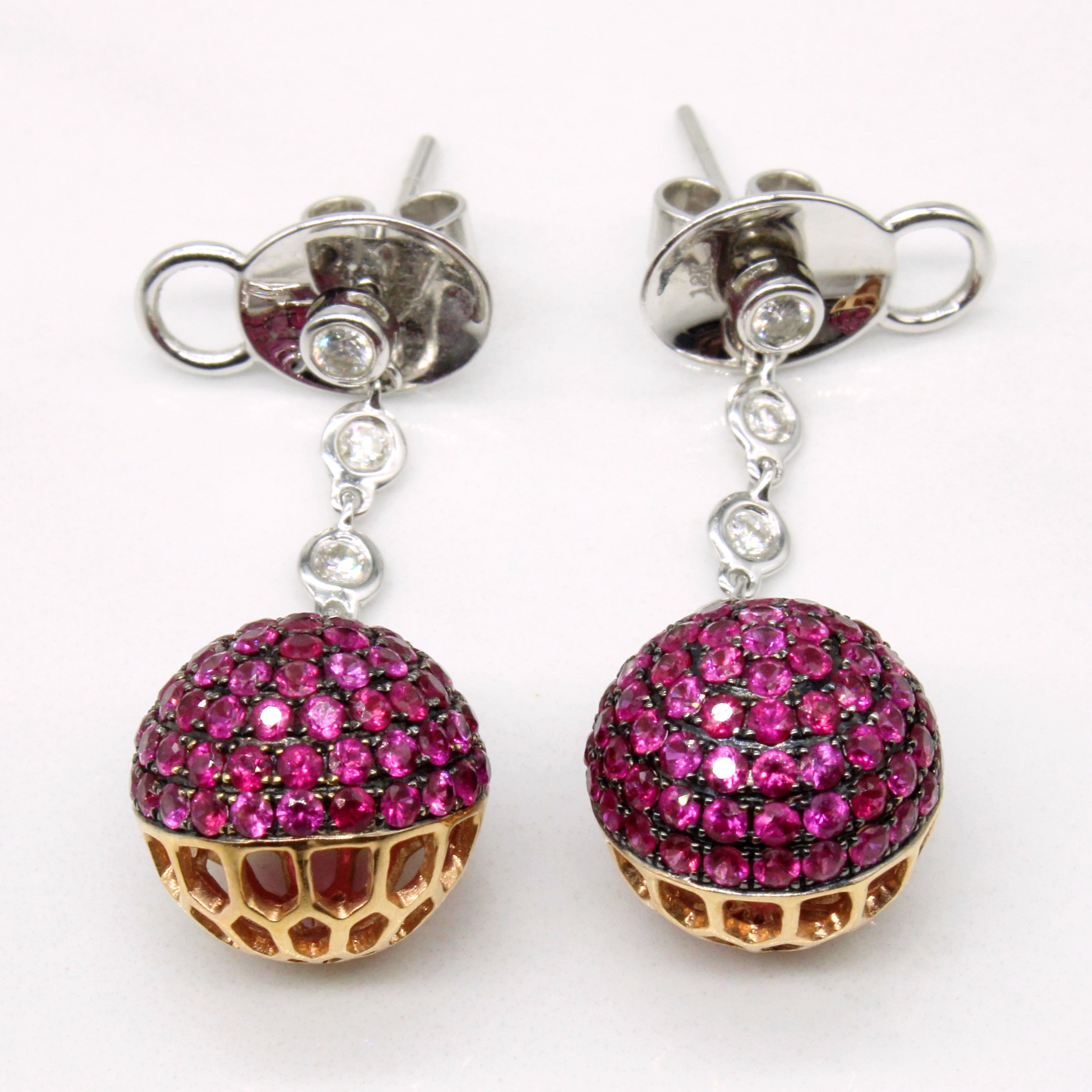 Ruby & Diamond Pendant & Earring Set | 4.98ctw, 0.21ctw | 20" |