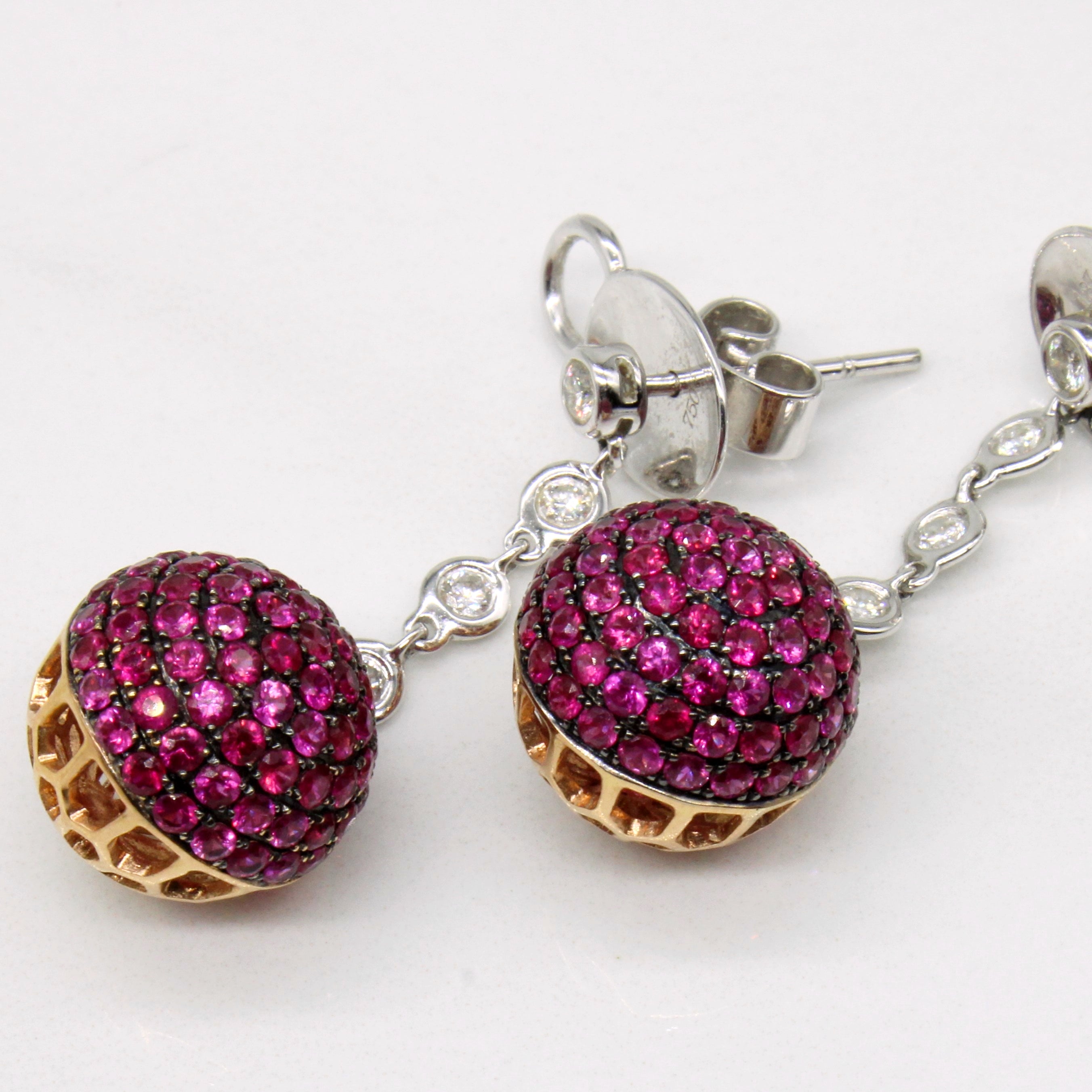 Ruby & Diamond Pendant & Earring Set | 4.98ctw, 0.21ctw | 20" |