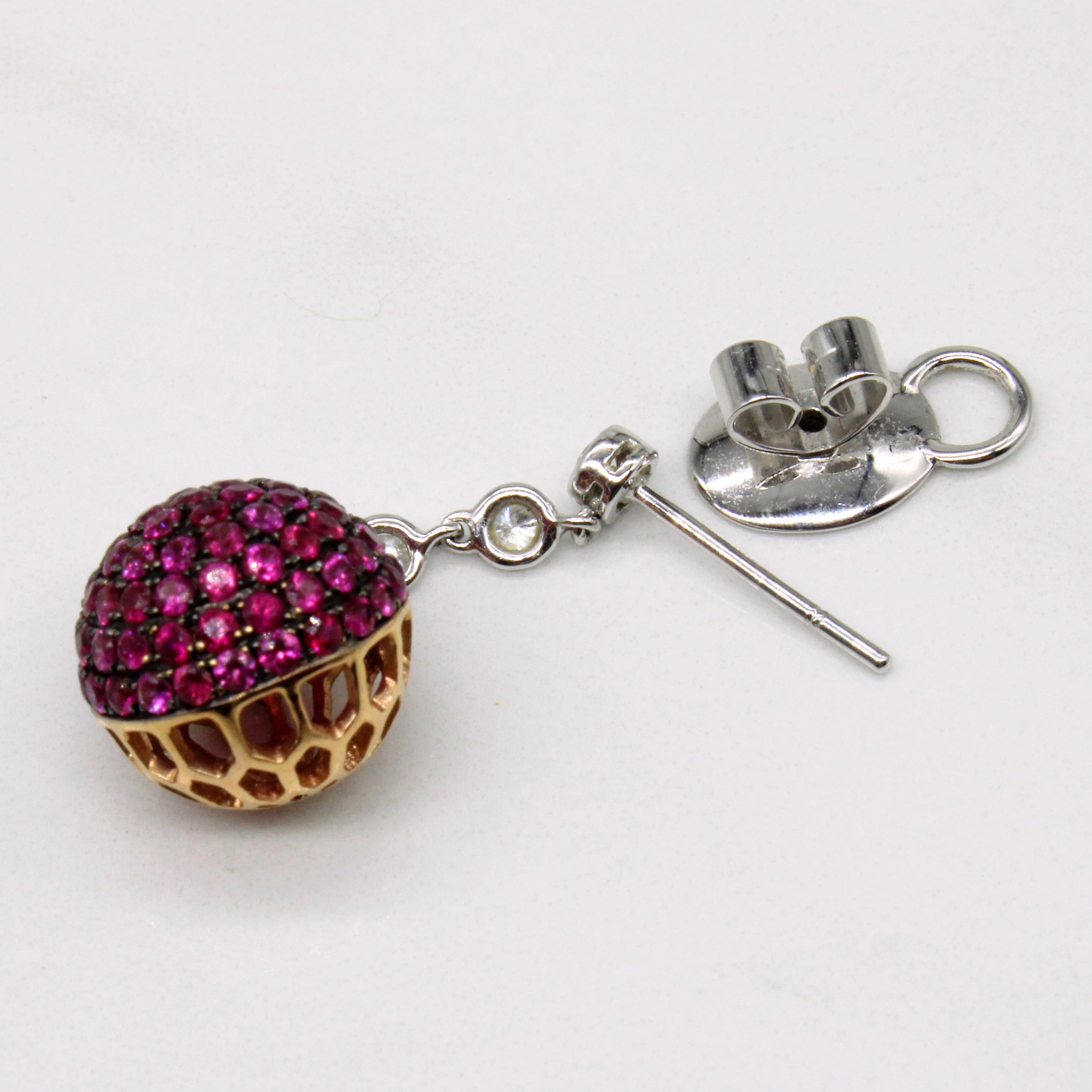 Ruby & Diamond Pendant & Earring Set | 4.98ctw, 0.21ctw | 20" |