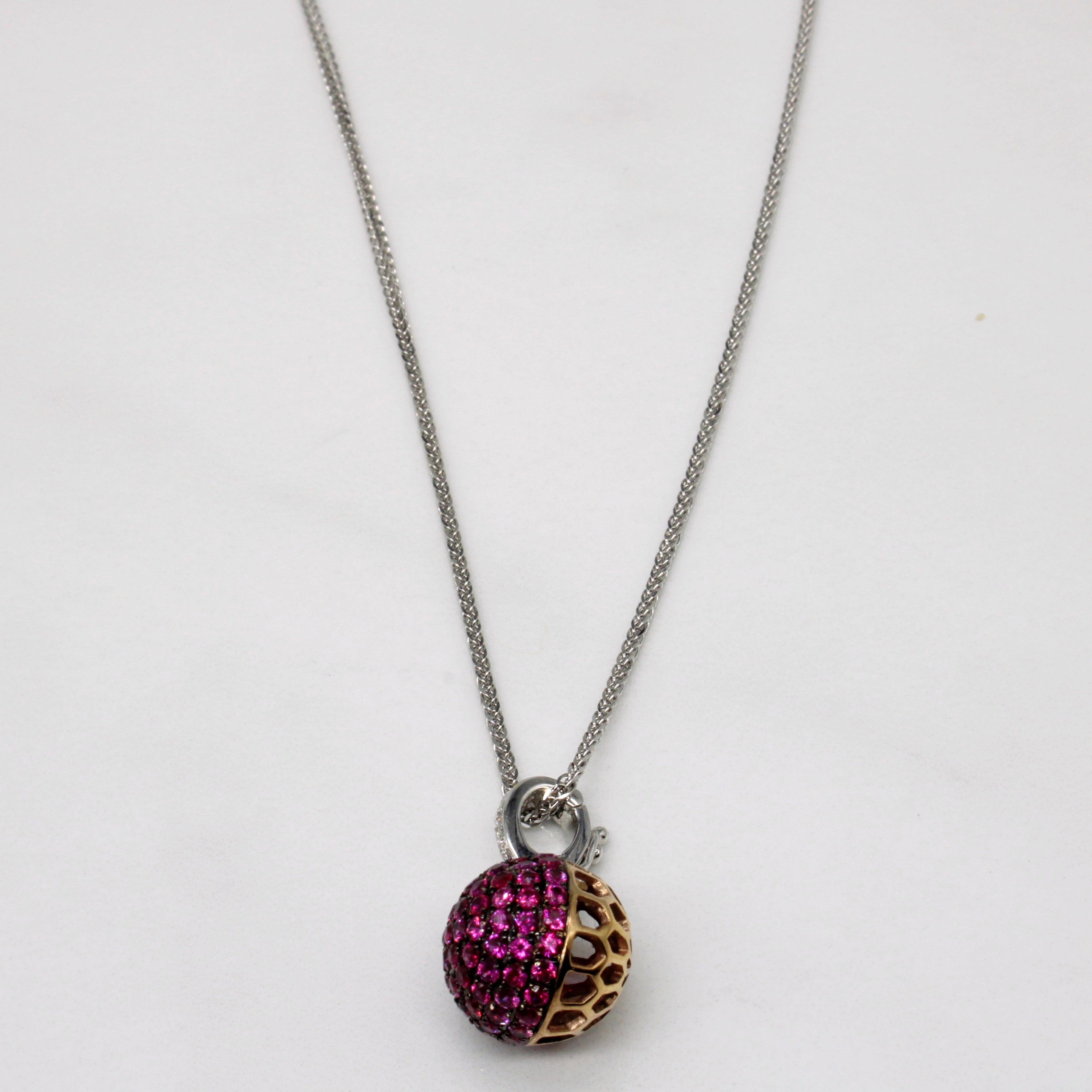 Ruby & Diamond Pendant & Earring Set | 4.98ctw, 0.21ctw | 20" |