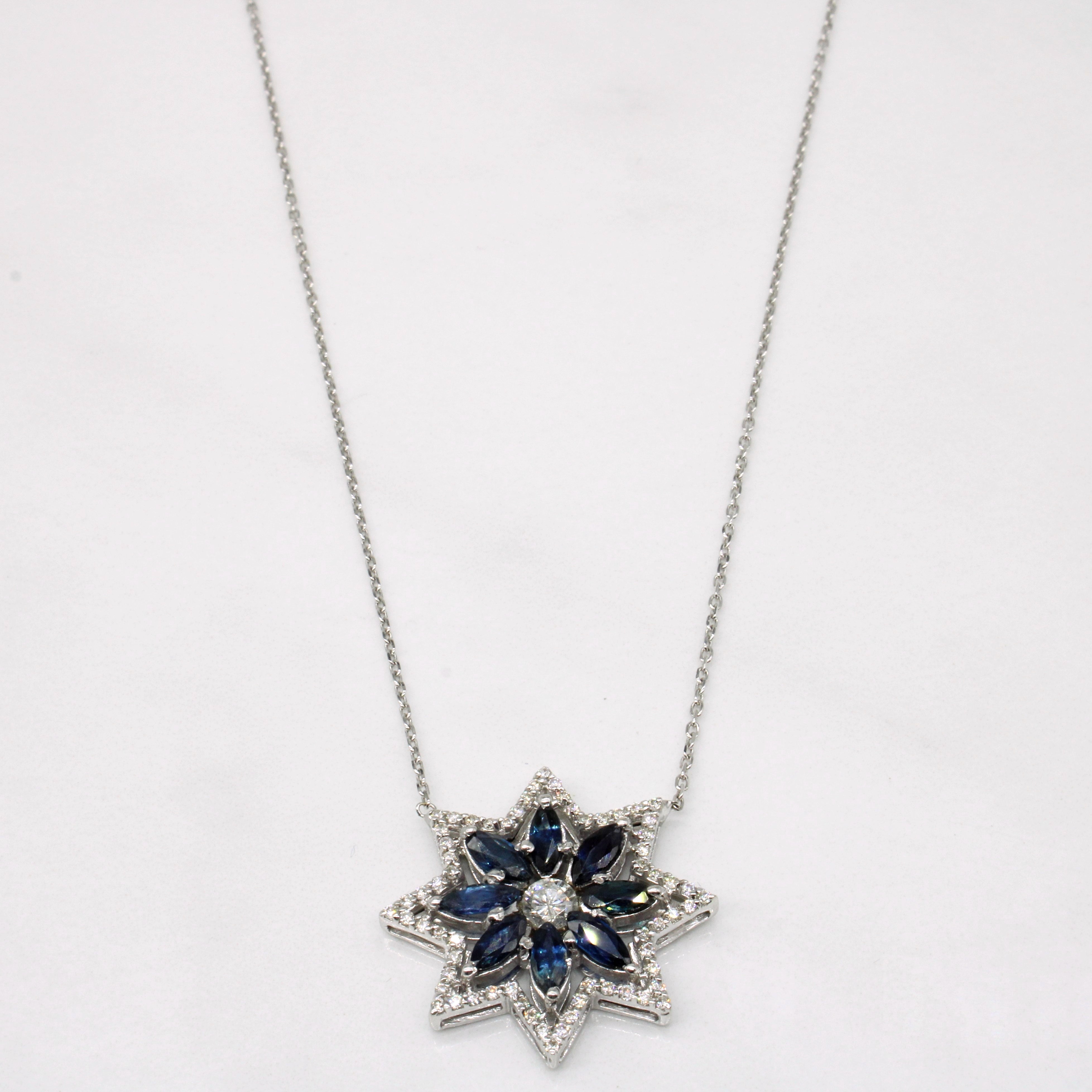 Sapphire & Diamond Pendant Necklace | 1.71ctw, 0.54ctw | 16" |