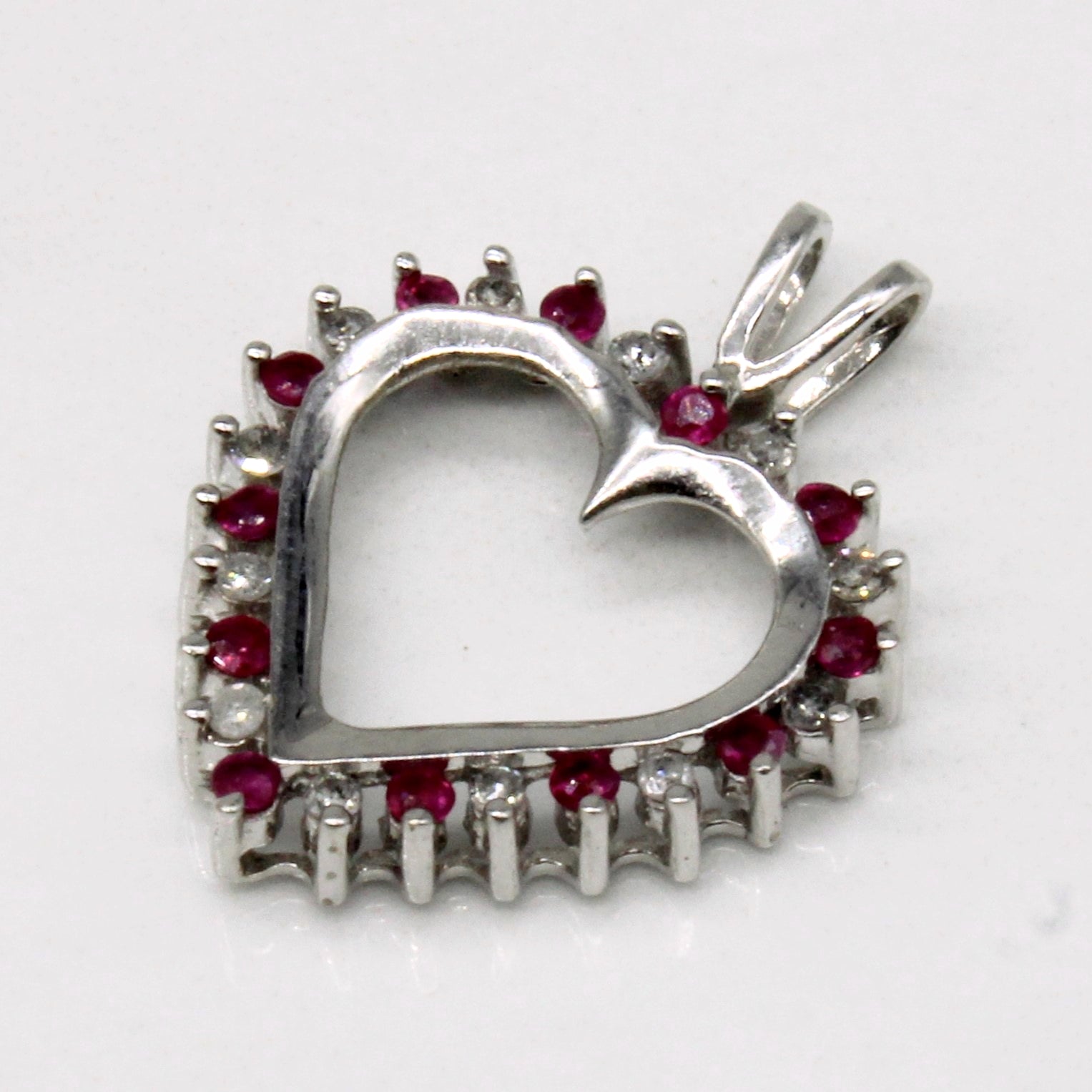 Ruby & Diamond Heart Pendant | 0.12ctw, 0.10ctw |