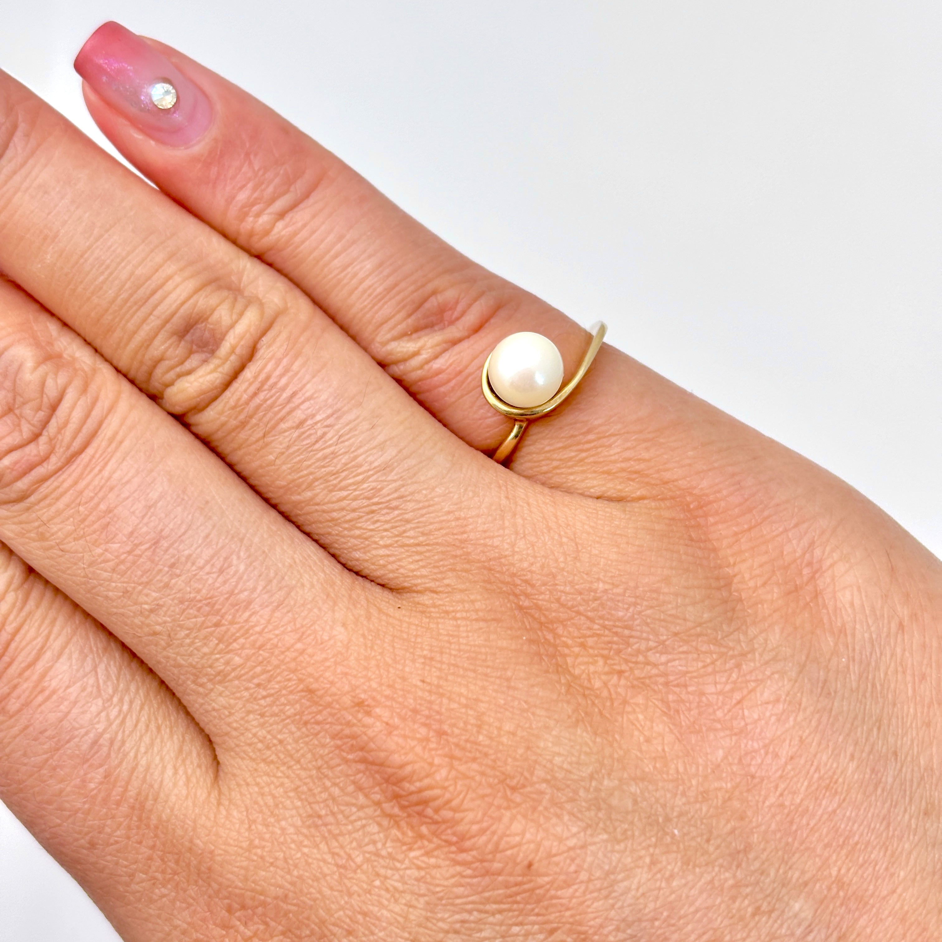 14k Yellow Gold Pearl Ring | 6.45-6.50mm | SZ 4.75