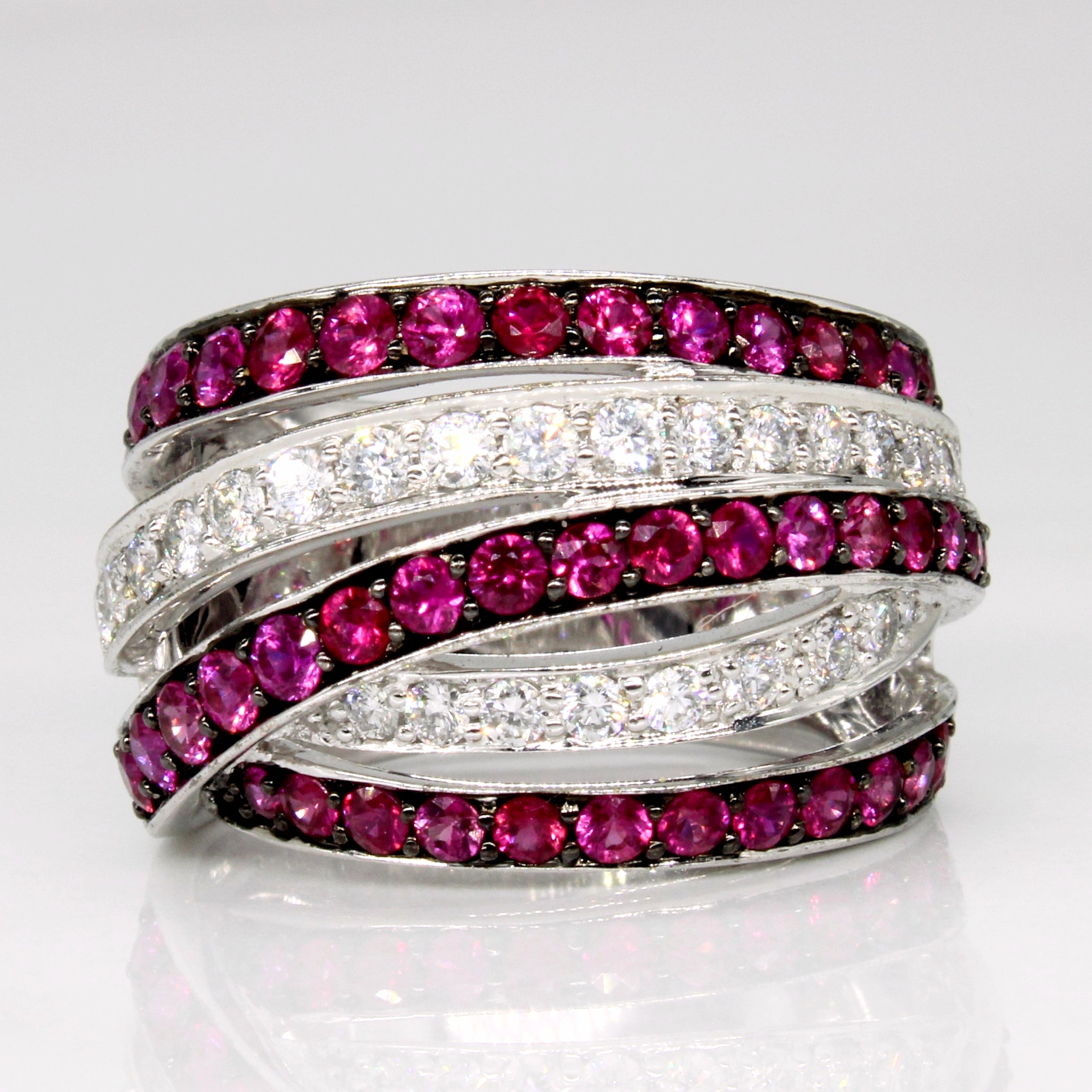 Ruby & Diamond Overlapping Ring | 1.65ctw, 0.70ctw | SZ 6.25 |