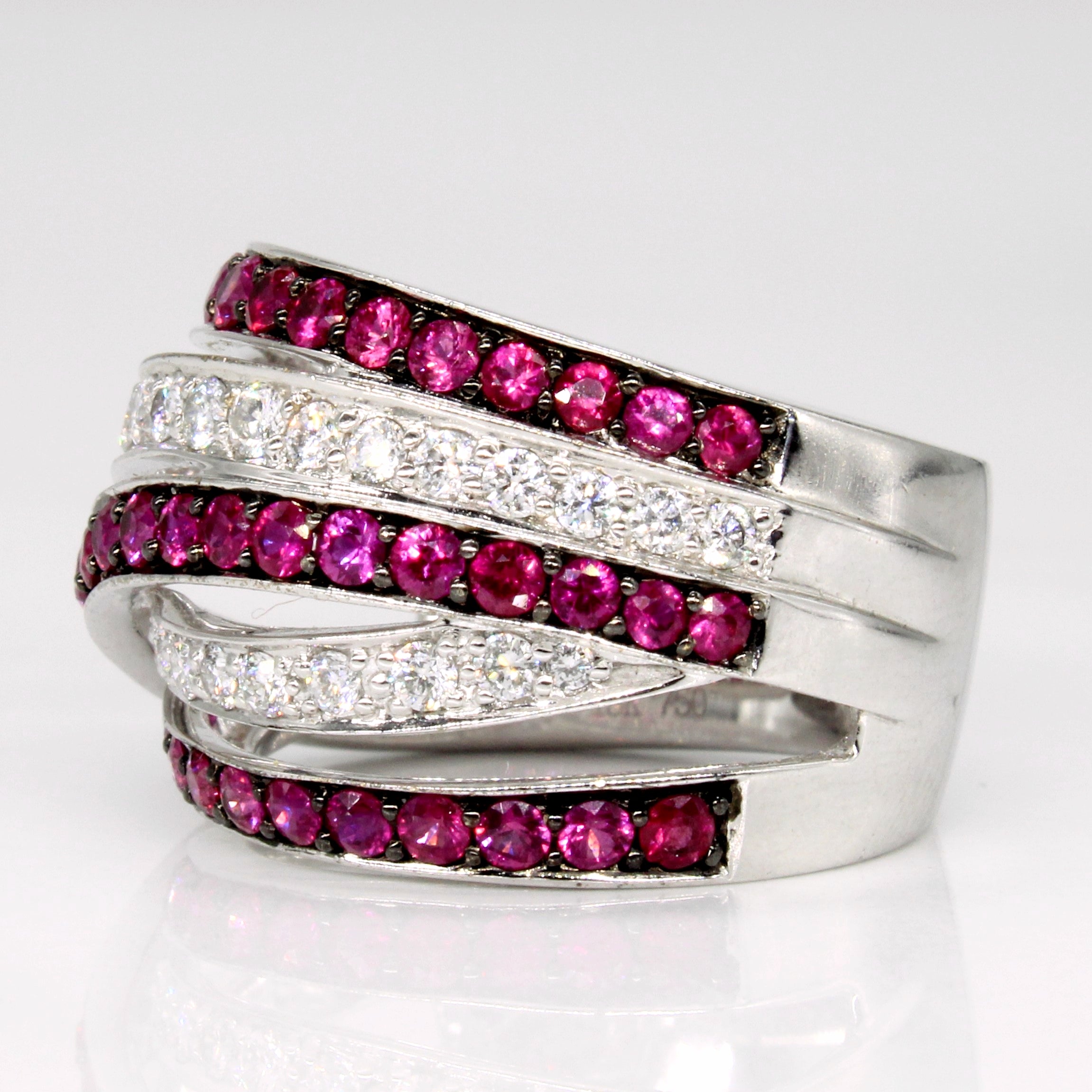 Ruby & Diamond Overlapping Ring | 1.65ctw, 0.70ctw | SZ 6.25 |