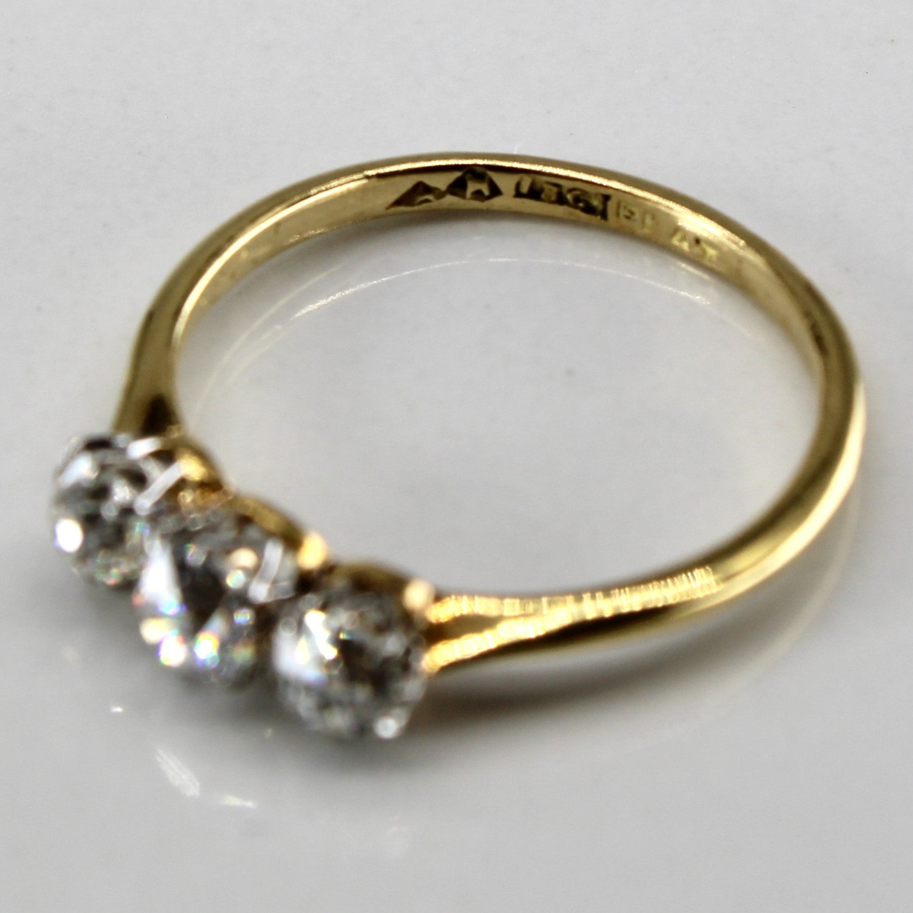 Three Stone Diamond Vintage Ring | 0.46ctw | SZ 6.5 |