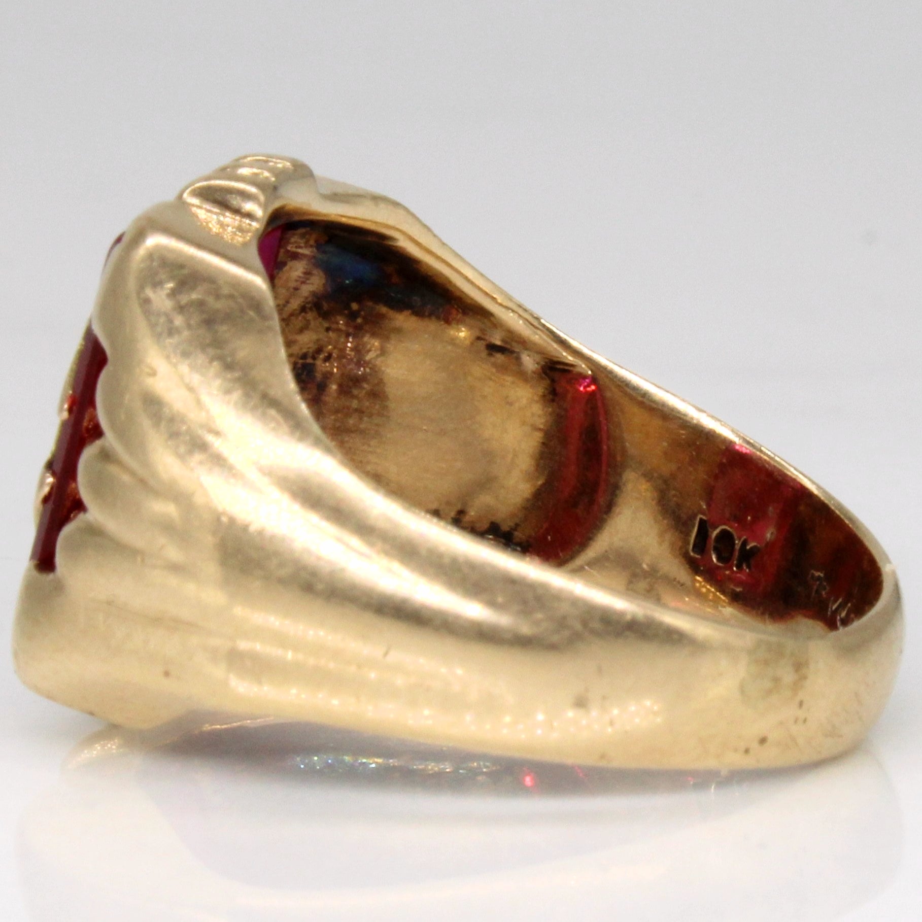 Synthetic Ruby 'R.R' Initial Ring | 2.80ct | SZ 7.5 |