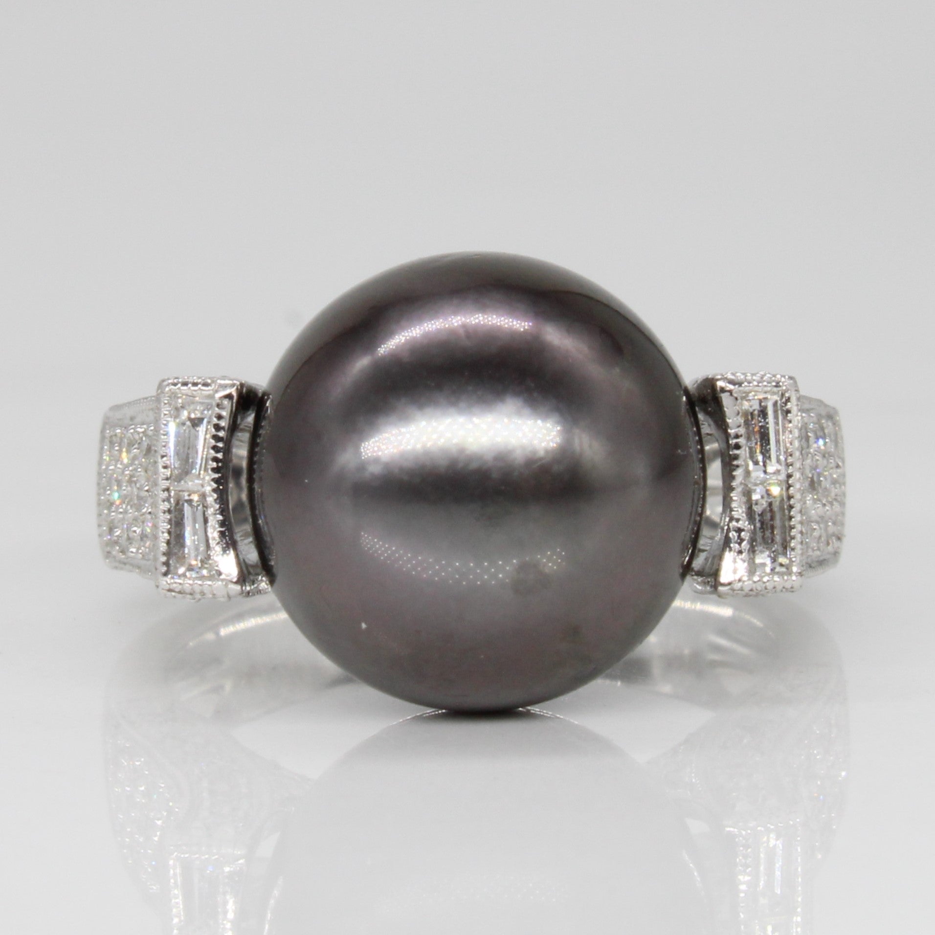 Tahitian South Sea Pearl & Diamond Cocktail Ring | 0.68ctw | SZ 7 |