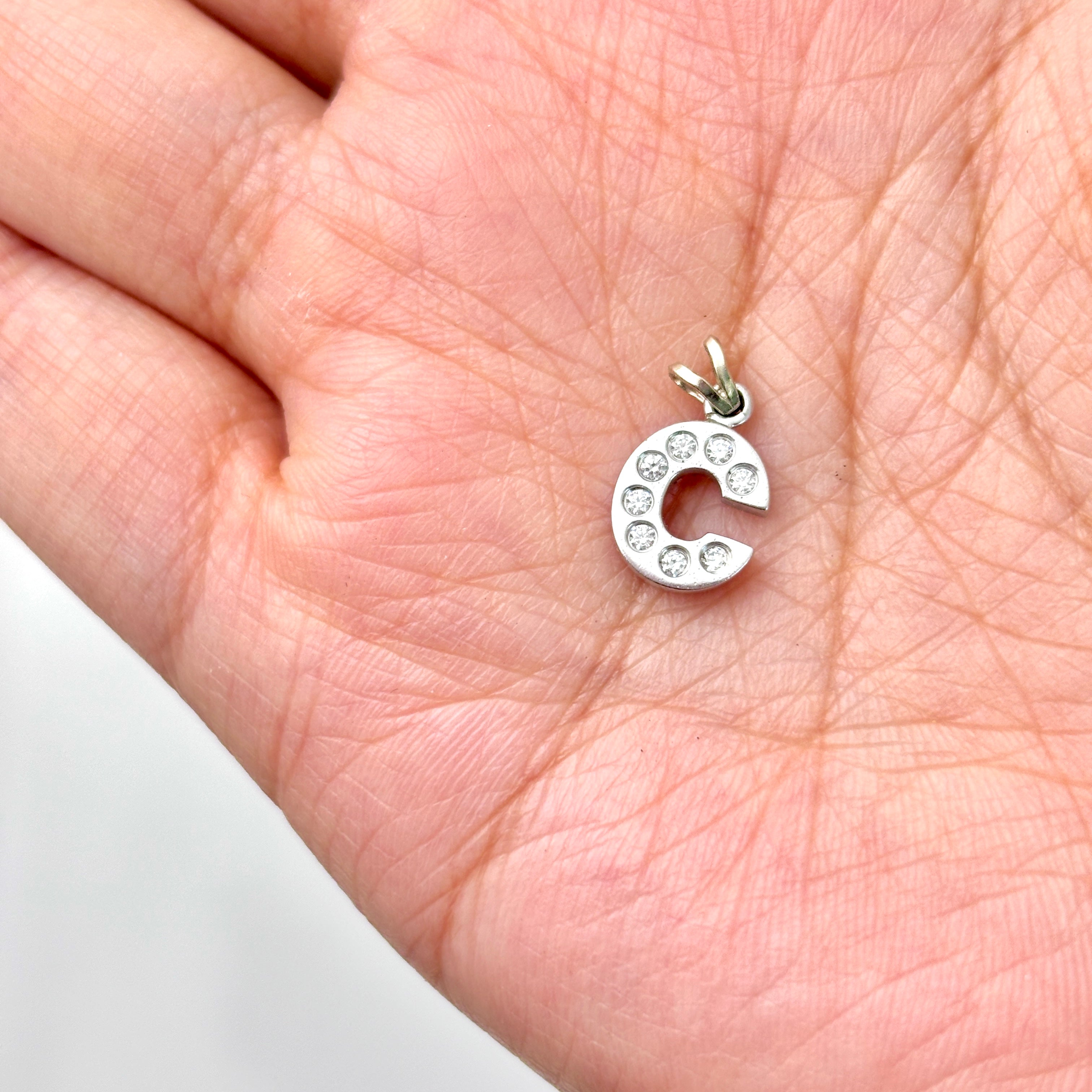 Double Sided Diamond 'C' Initial Charm | 0.16ctw |