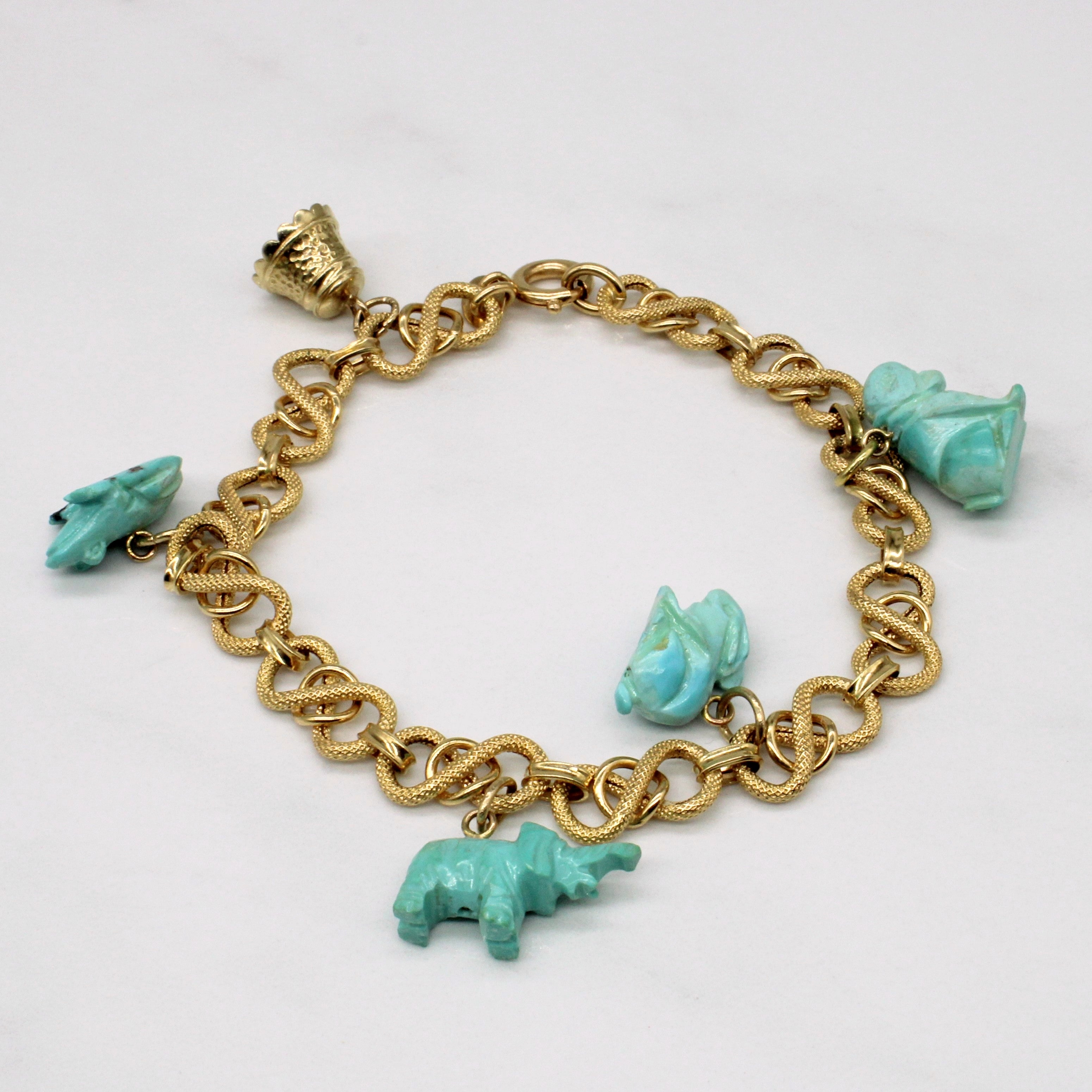 Turquoise Animal Charm Bracelet | 10.00ctw | 8" |