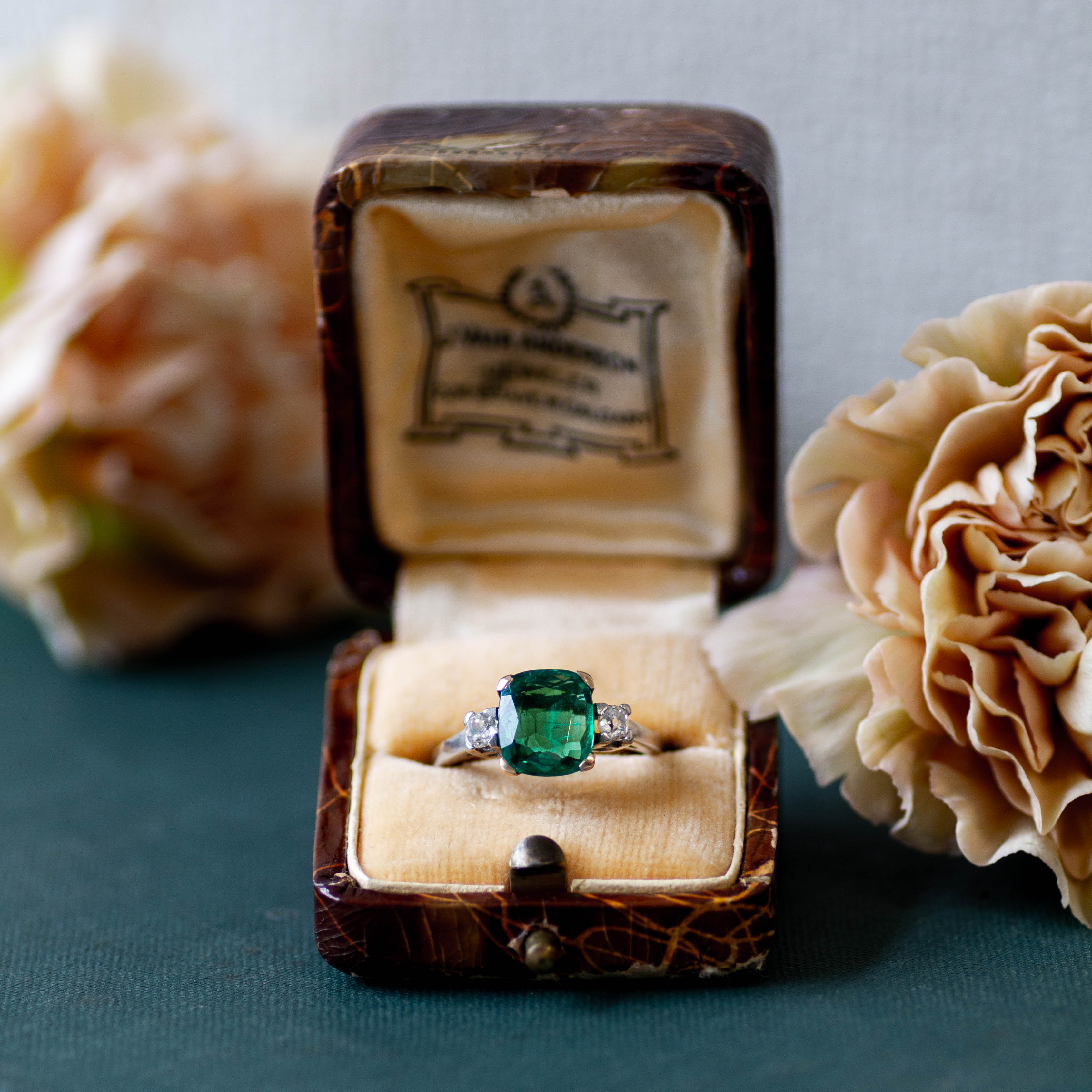 Emerald & Old Cut Diamond Ring | 2.15ct, 0.24ctw | SZ 7.5 |
