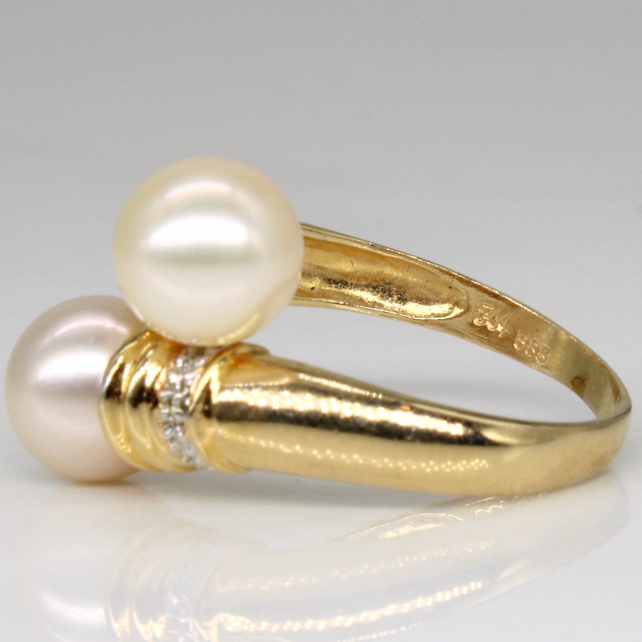 Pearl & Diamond Waterfall Ring | 0.01ctw | SZ 6.5 |