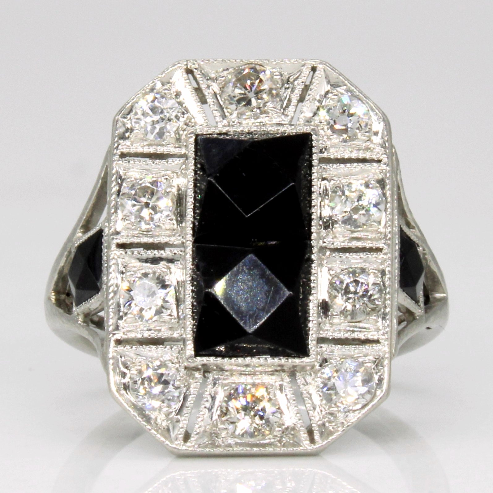 Onyx & Diamond Ring | 1.20ctw, 0.50ctw | SZ 2.5 |