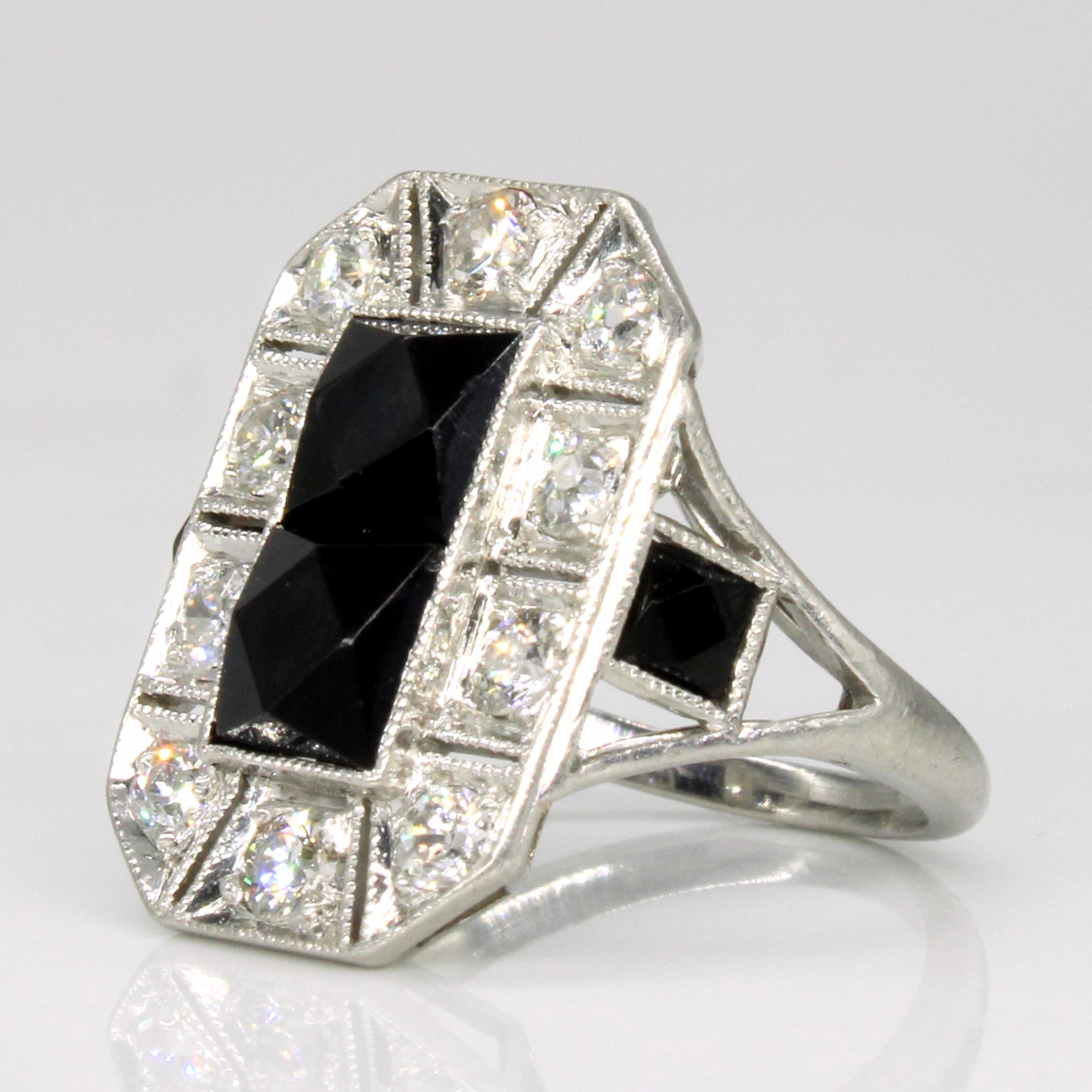 Onyx & Diamond Ring | 1.20ctw, 0.50ctw | SZ 2.5 |