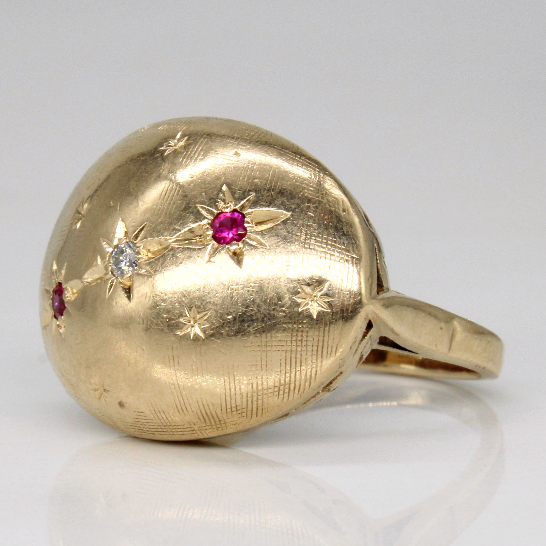 Synthetic Ruby & Natural Diamond Night Sky Ring | 0.05ctw, 0.02ct | SZ 5.5 |