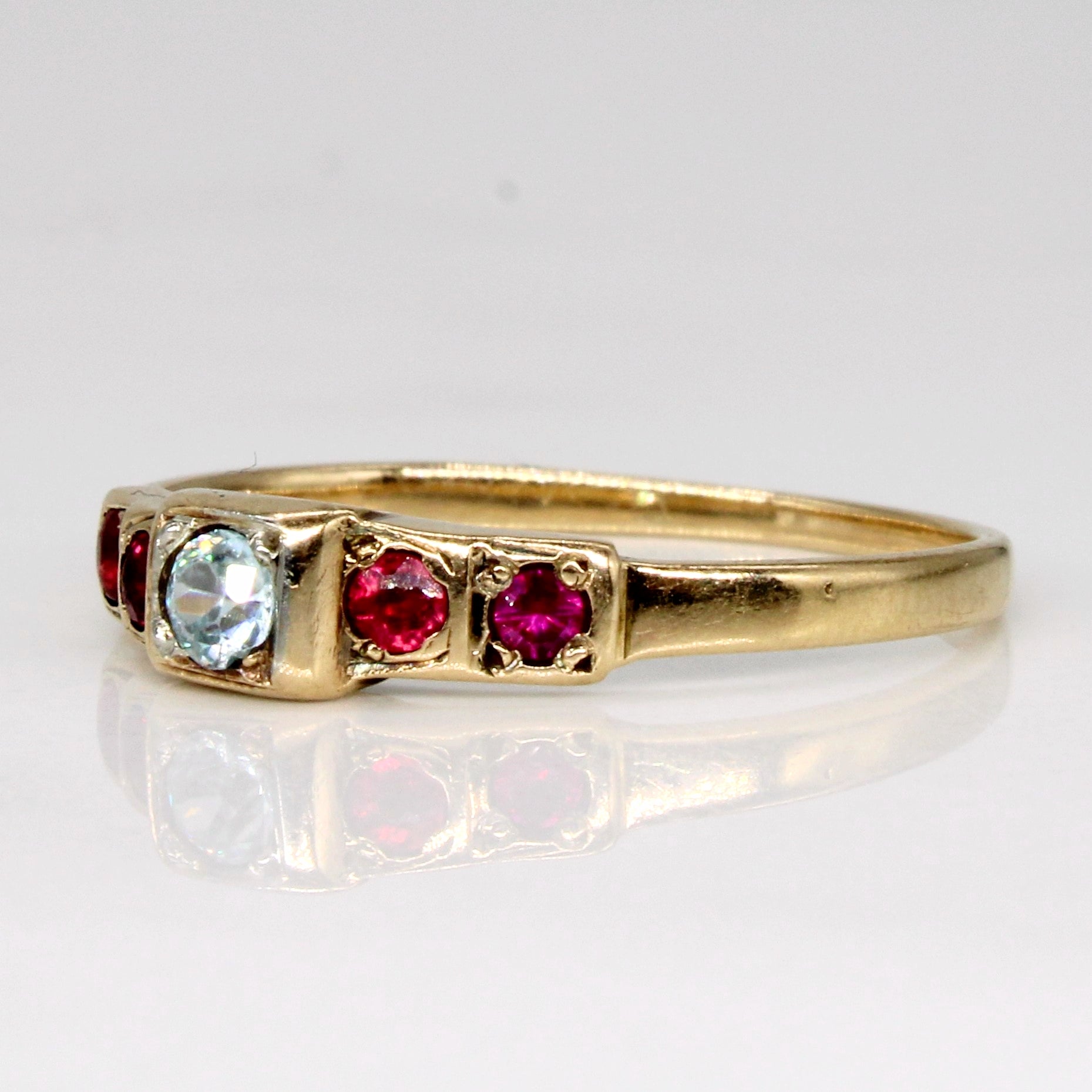 Red Paste & Blue Zircon Ring | 0.12ctw, 0.10ct | SZ 8 |