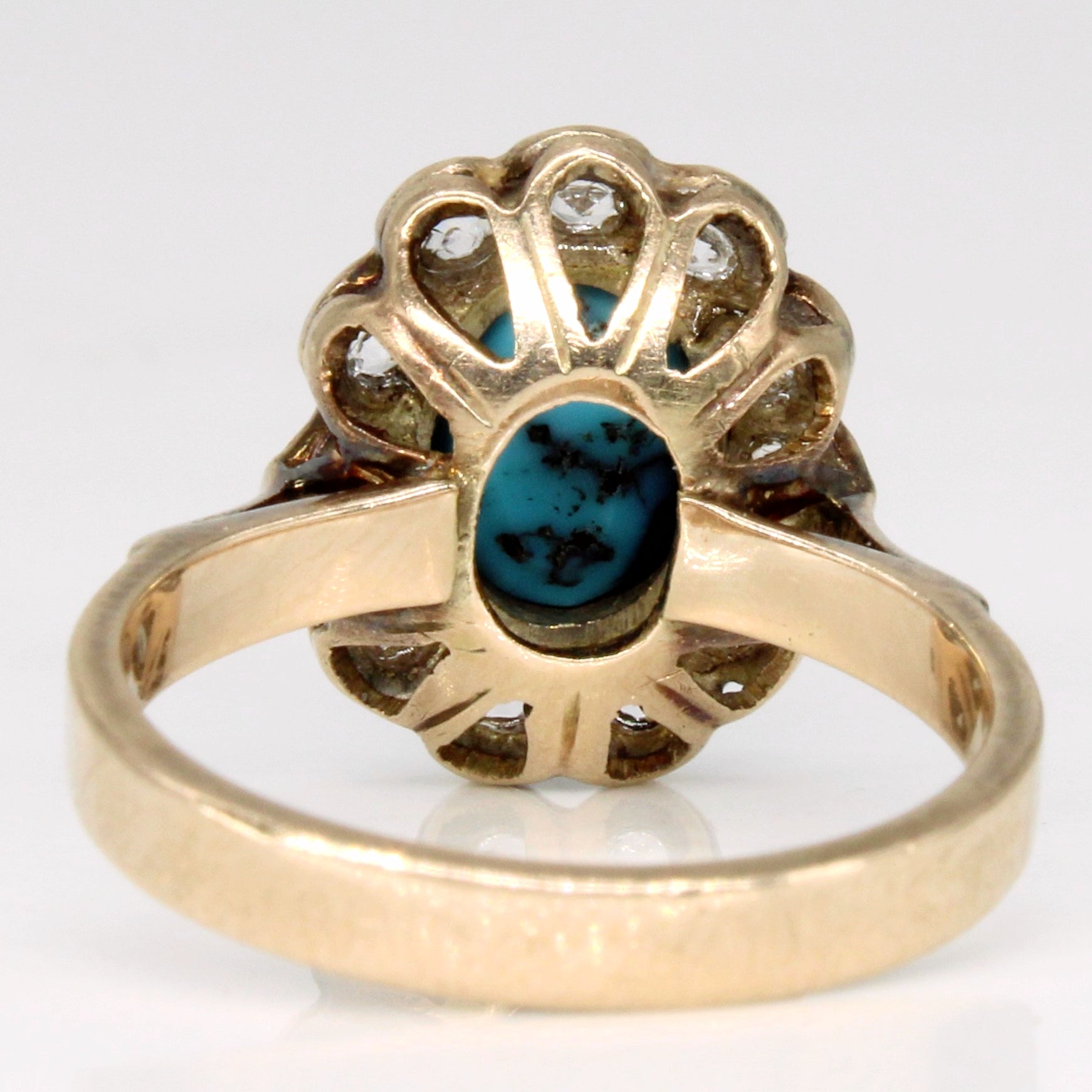 Turquoise & Paste Glass Halo Ring | 1.75ct, 0.55ctw | SZ 5.5 |