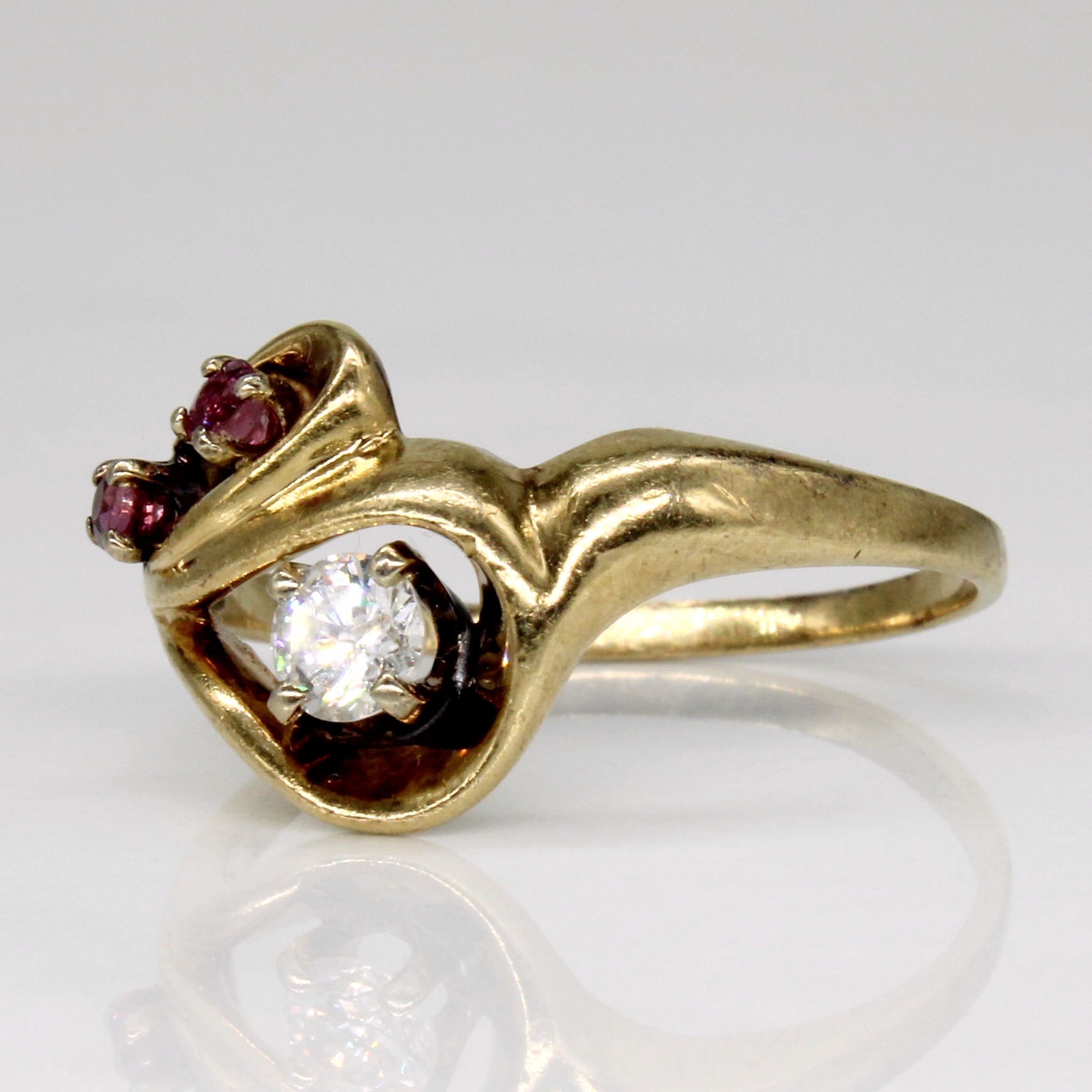 Diamond & Ruby Cocktail Ring | 0.22ct, 0.09ctw | SZ 7.5 |