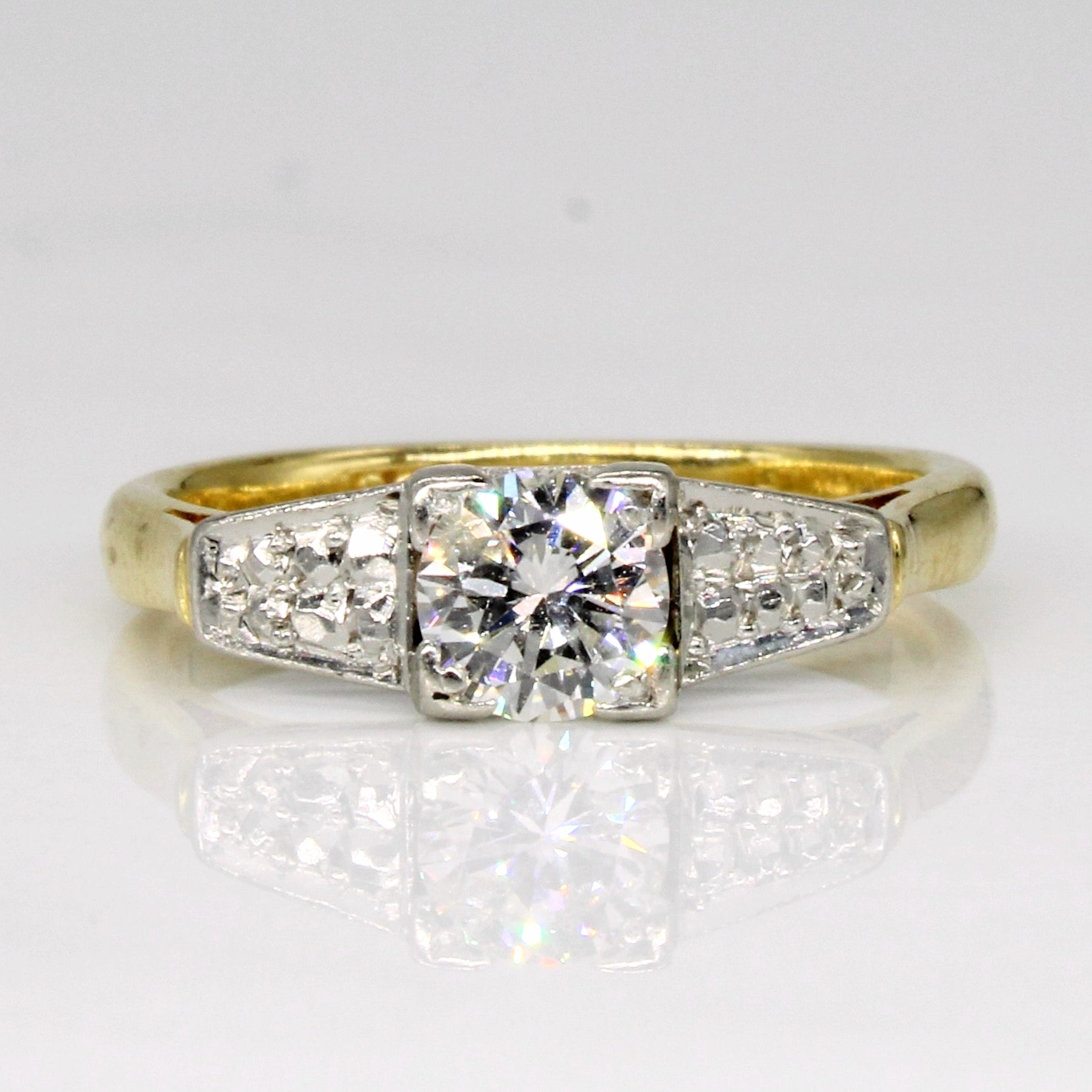 Vintage Diamond Engagement Ring in 18k with Platinum Setting | 0.42ct | SZ 4.5 |