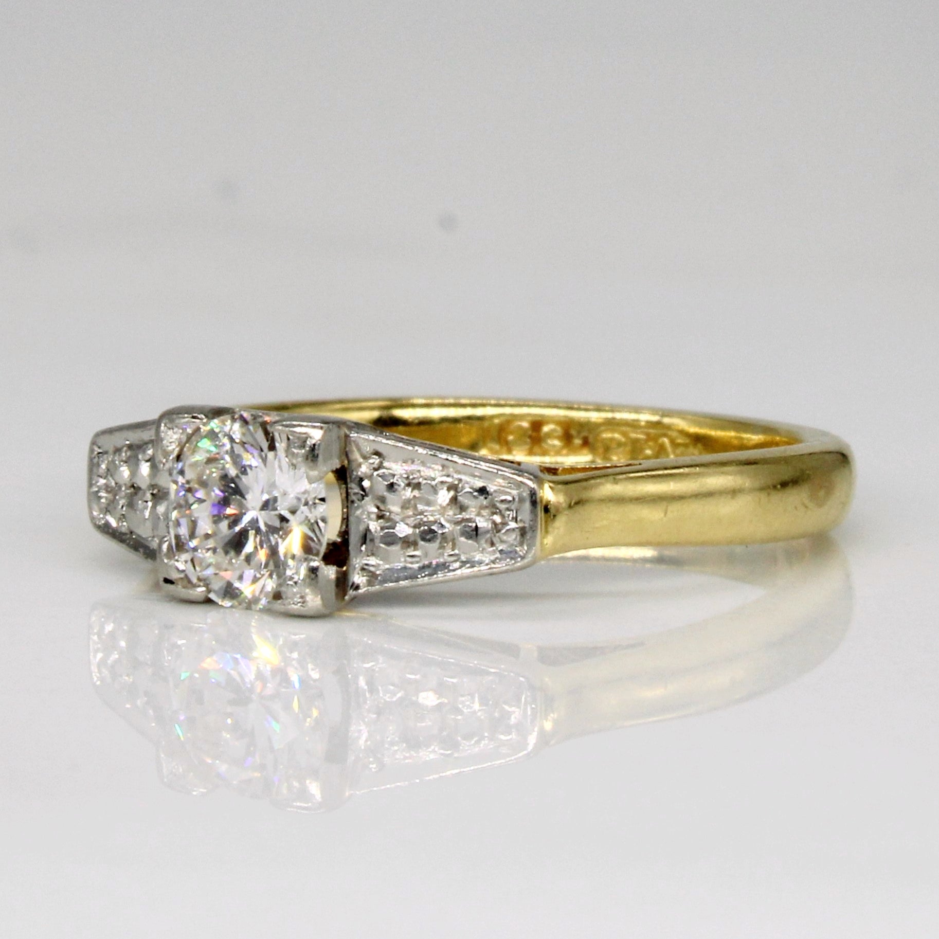 Vintage Diamond Engagement Ring in 18k with Platinum Setting | 0.42ct | SZ 4.5 |