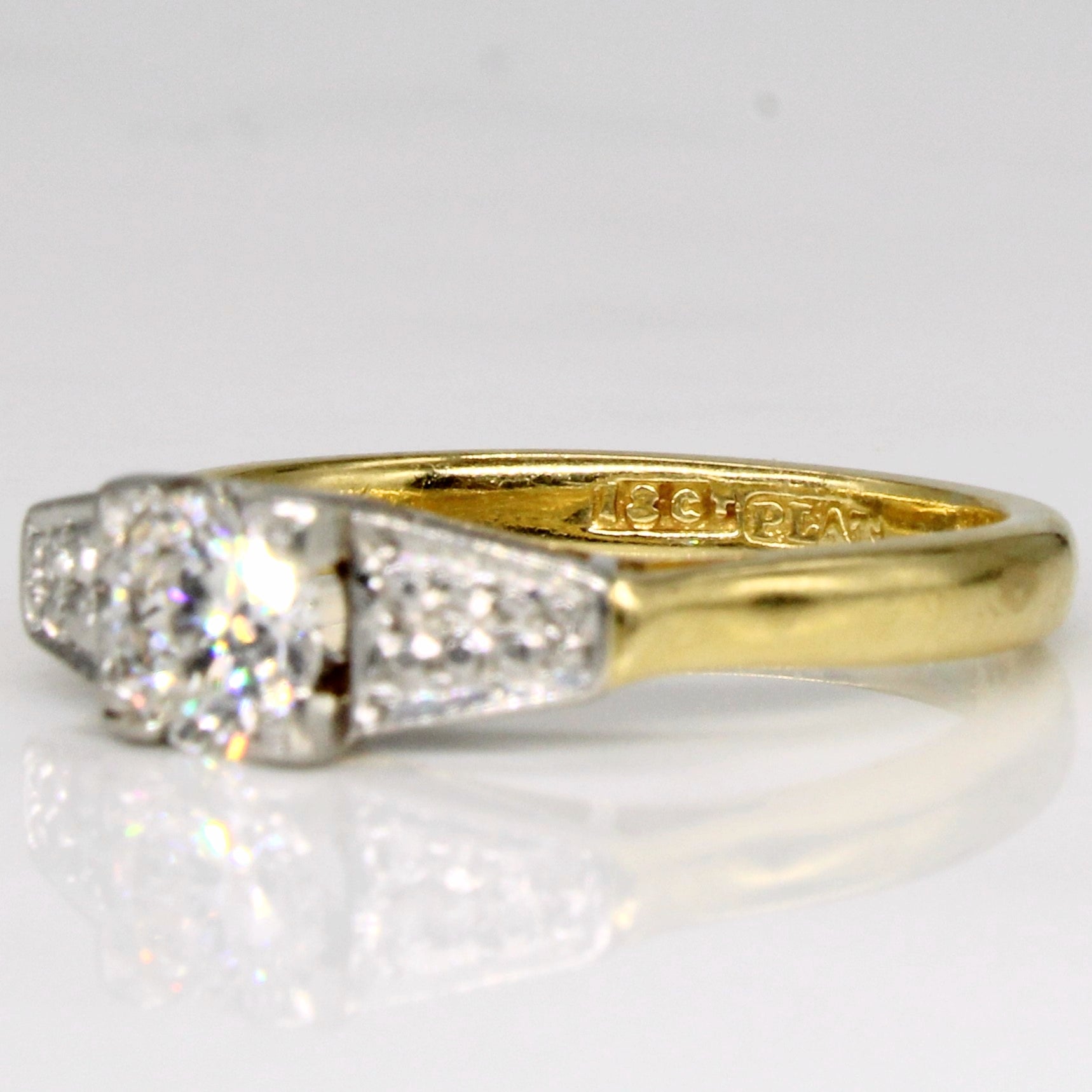 Vintage Diamond Engagement Ring in 18k with Platinum Setting | 0.42ct | SZ 4.5 |
