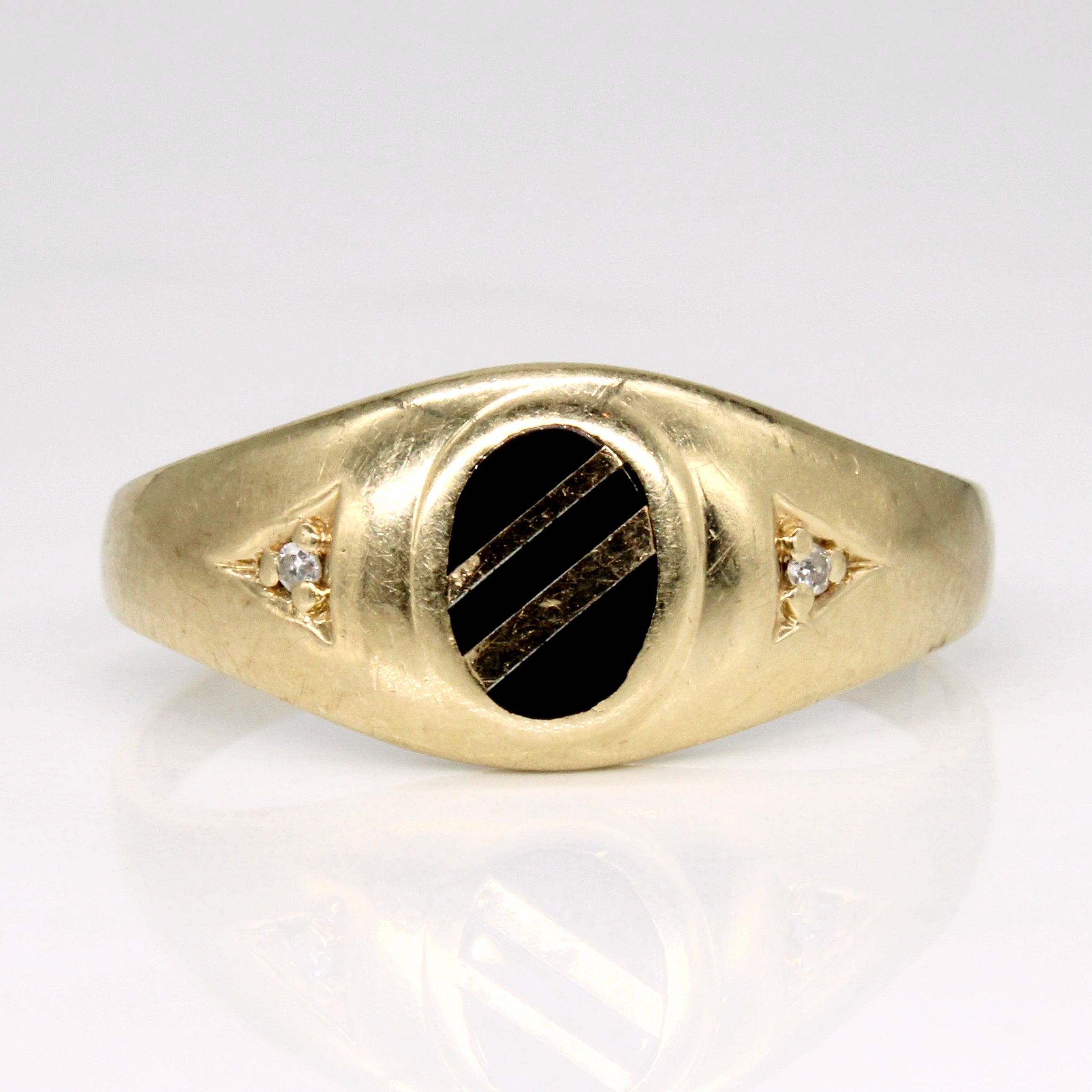 Onyx & Diamond Ring | 0.45ct, 0.02ctw | SZ 12.5 |