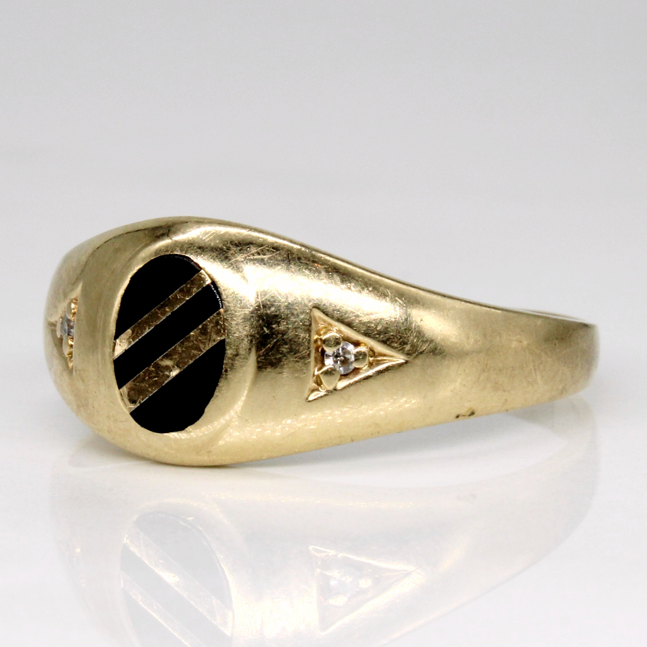 Onyx & Diamond Ring | 0.45ct, 0.02ctw | SZ 12.5 |
