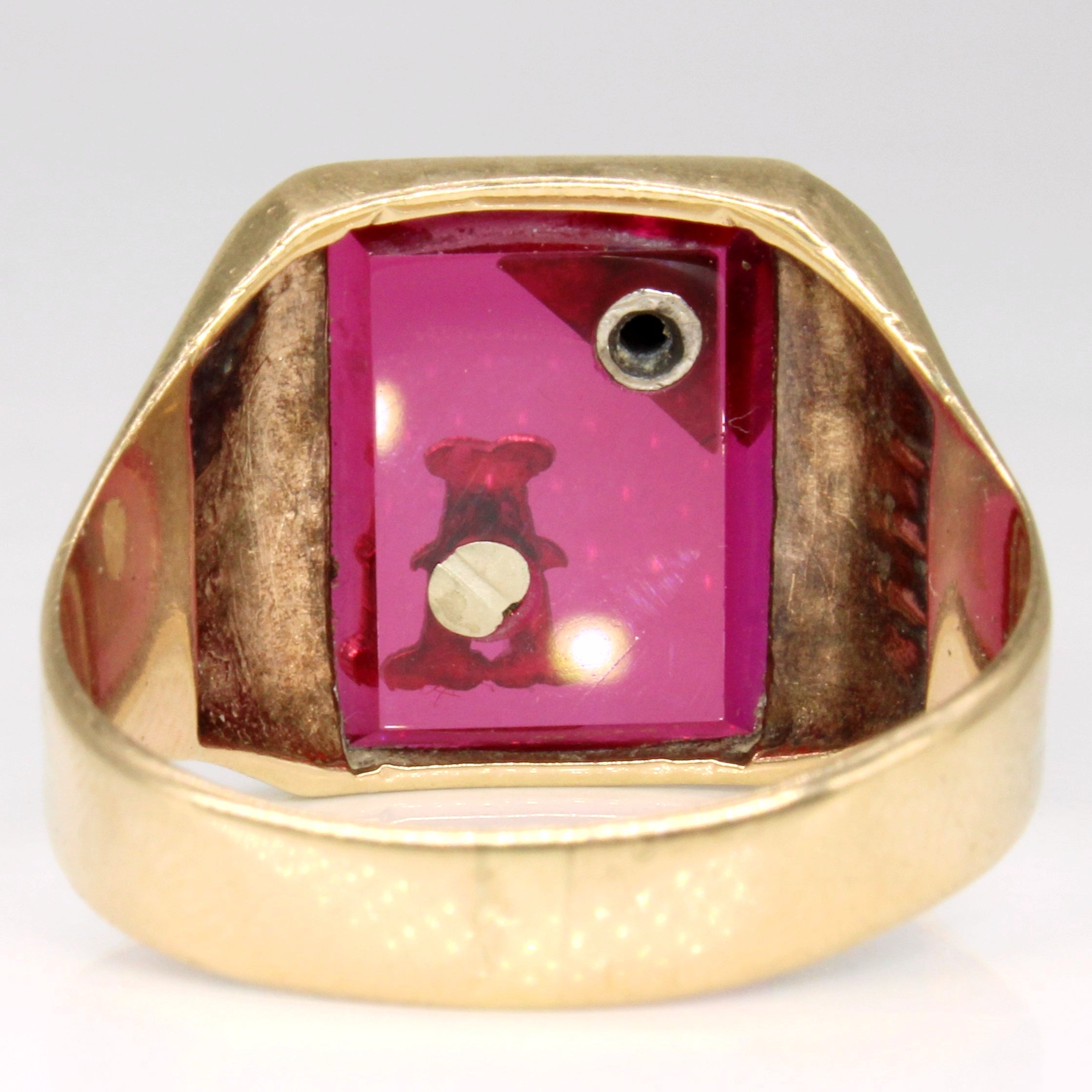 Synthetic Ruby & Diamond 'A' Initial Ring | 5.50ct, 0.01ct | SZ 12.75 |