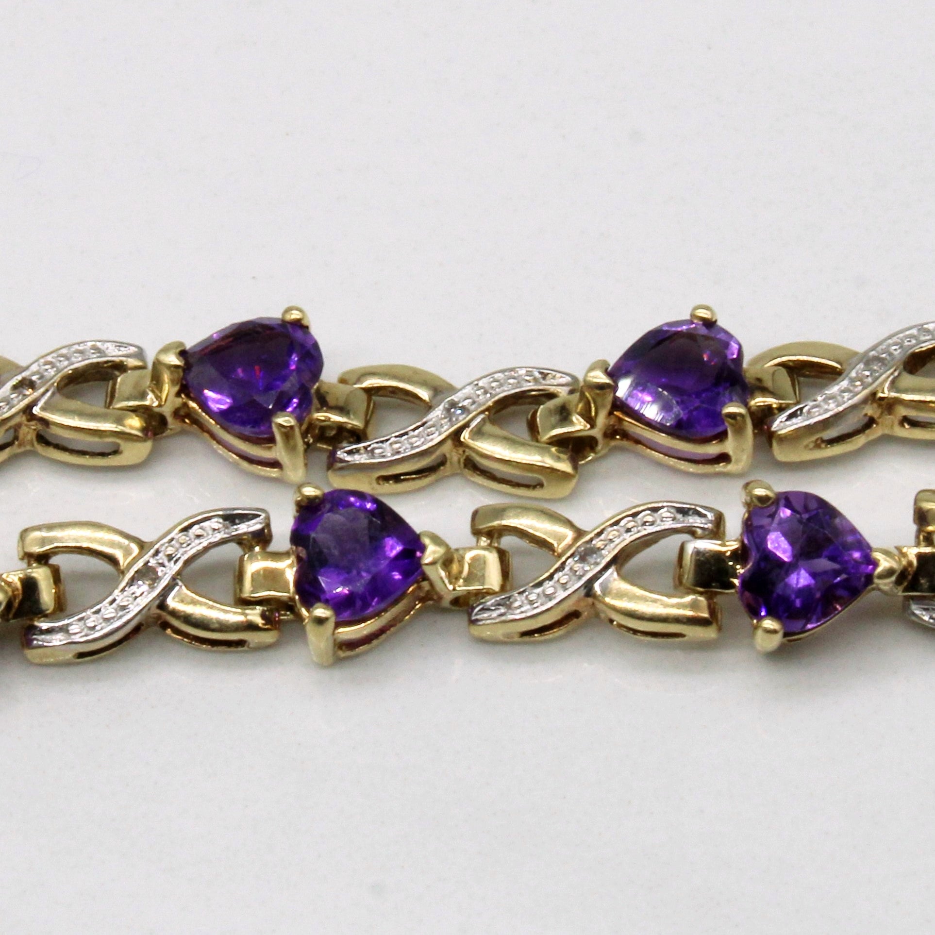 Heart Cut Amethyst & Diamond Bracelet | 4.00ctw, 0.03ctw | 7" |