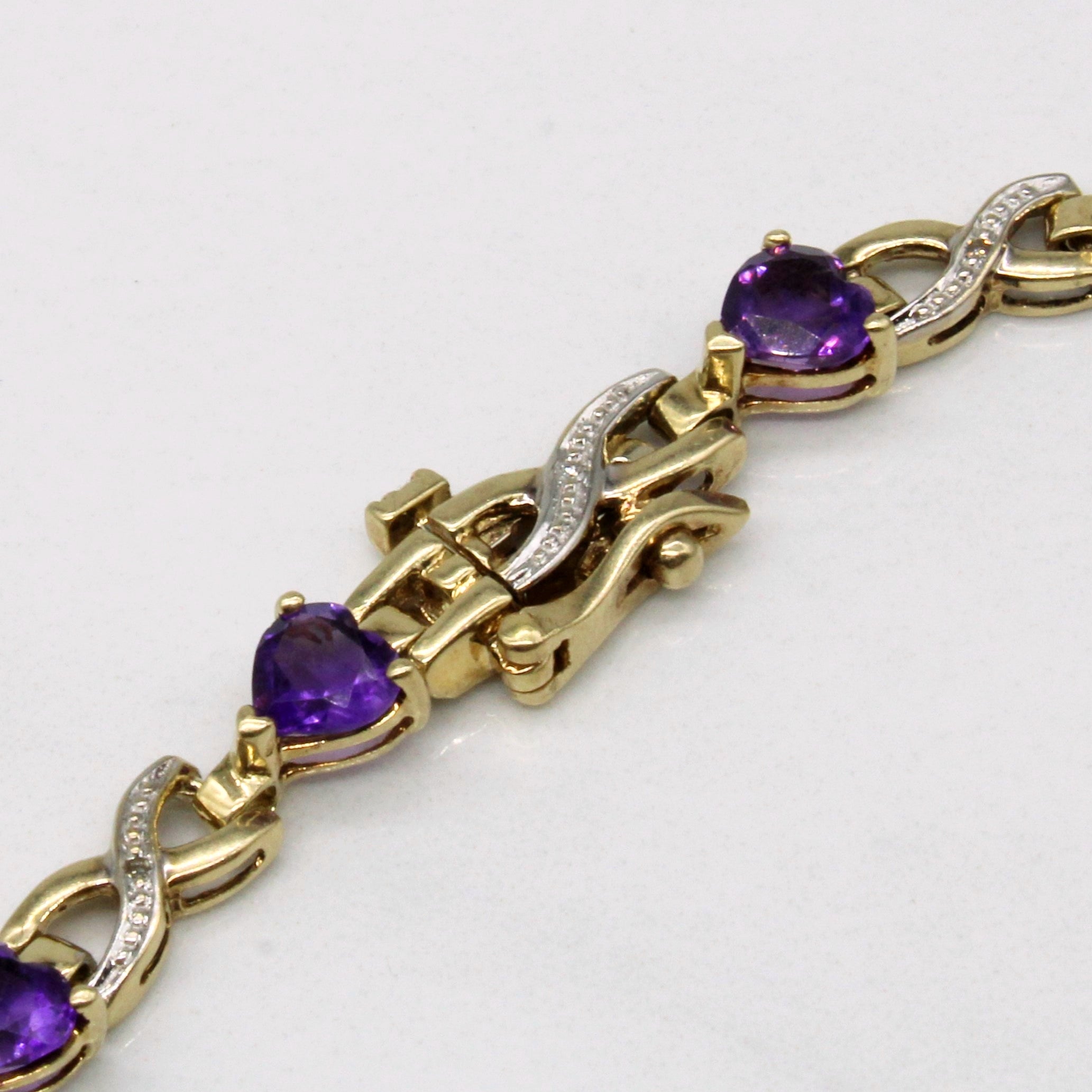 Heart Cut Amethyst & Diamond Bracelet | 4.00ctw, 0.03ctw | 7" |