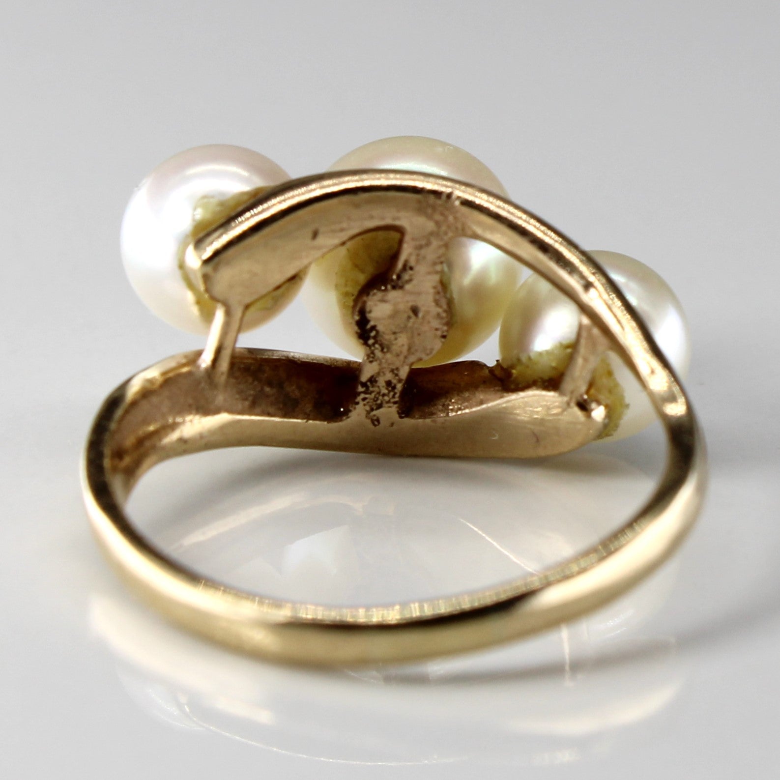 Bypass Three Stone Pearl Ring | SZ 7.25 |