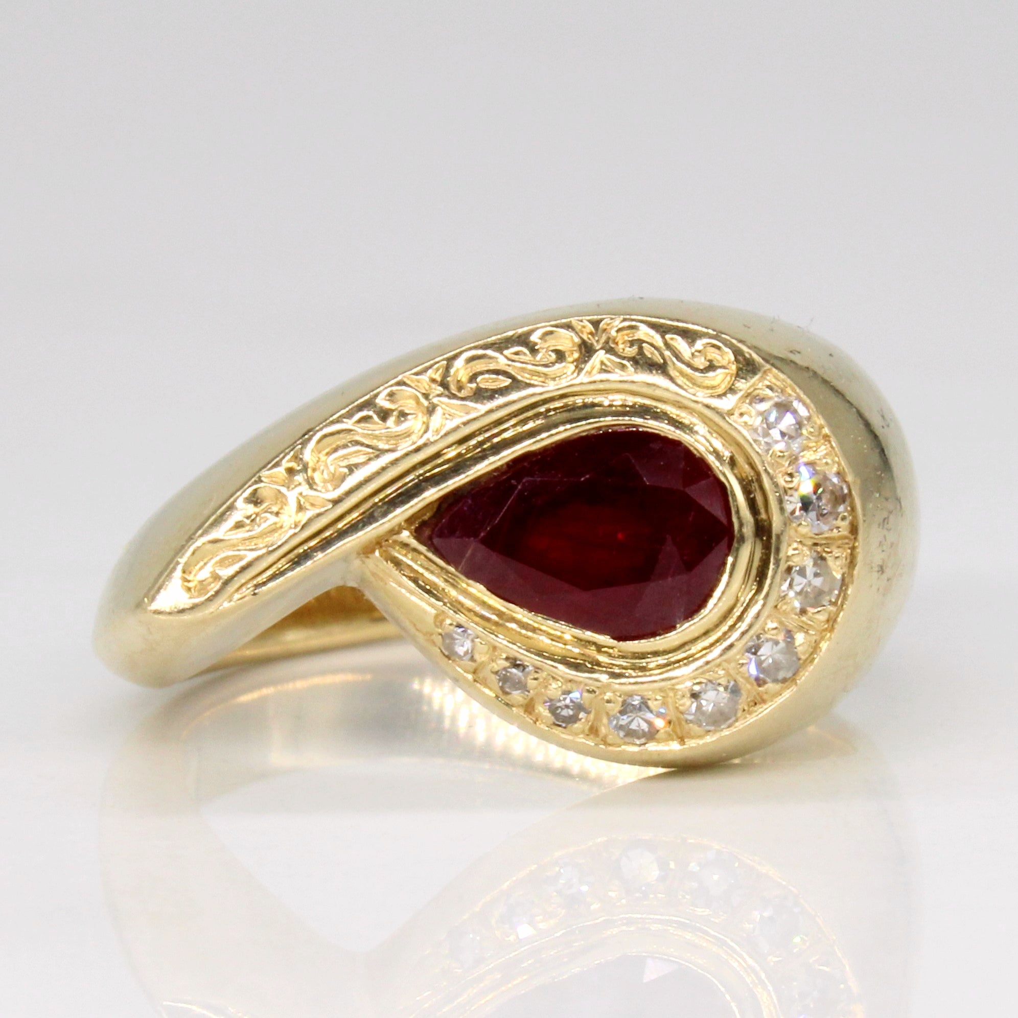 Ruby & Diamond Bypass Ring | 0.80ct, 0.08ctw | SZ 6 |