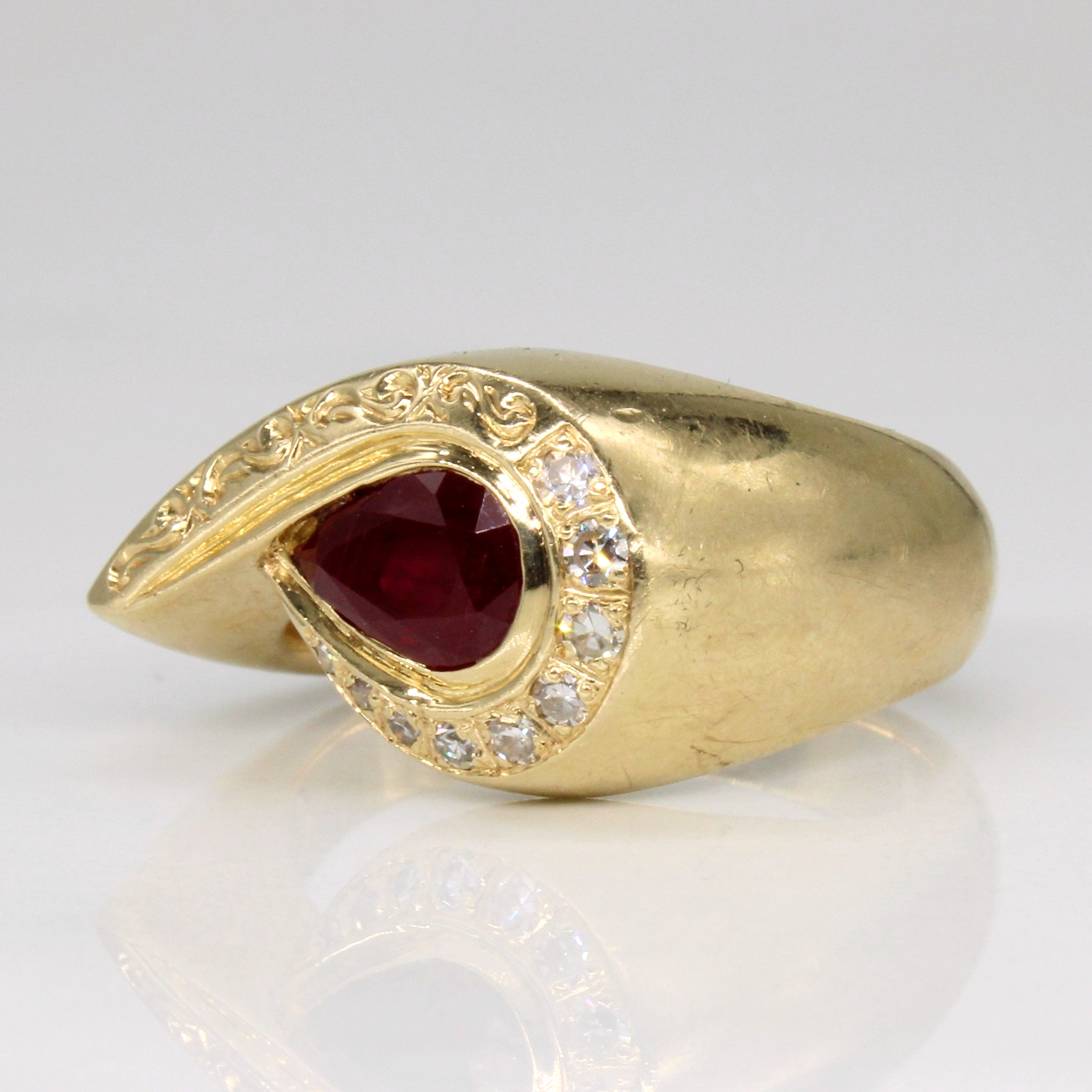 Ruby & Diamond Bypass Ring | 0.80ct, 0.08ctw | SZ 6 |