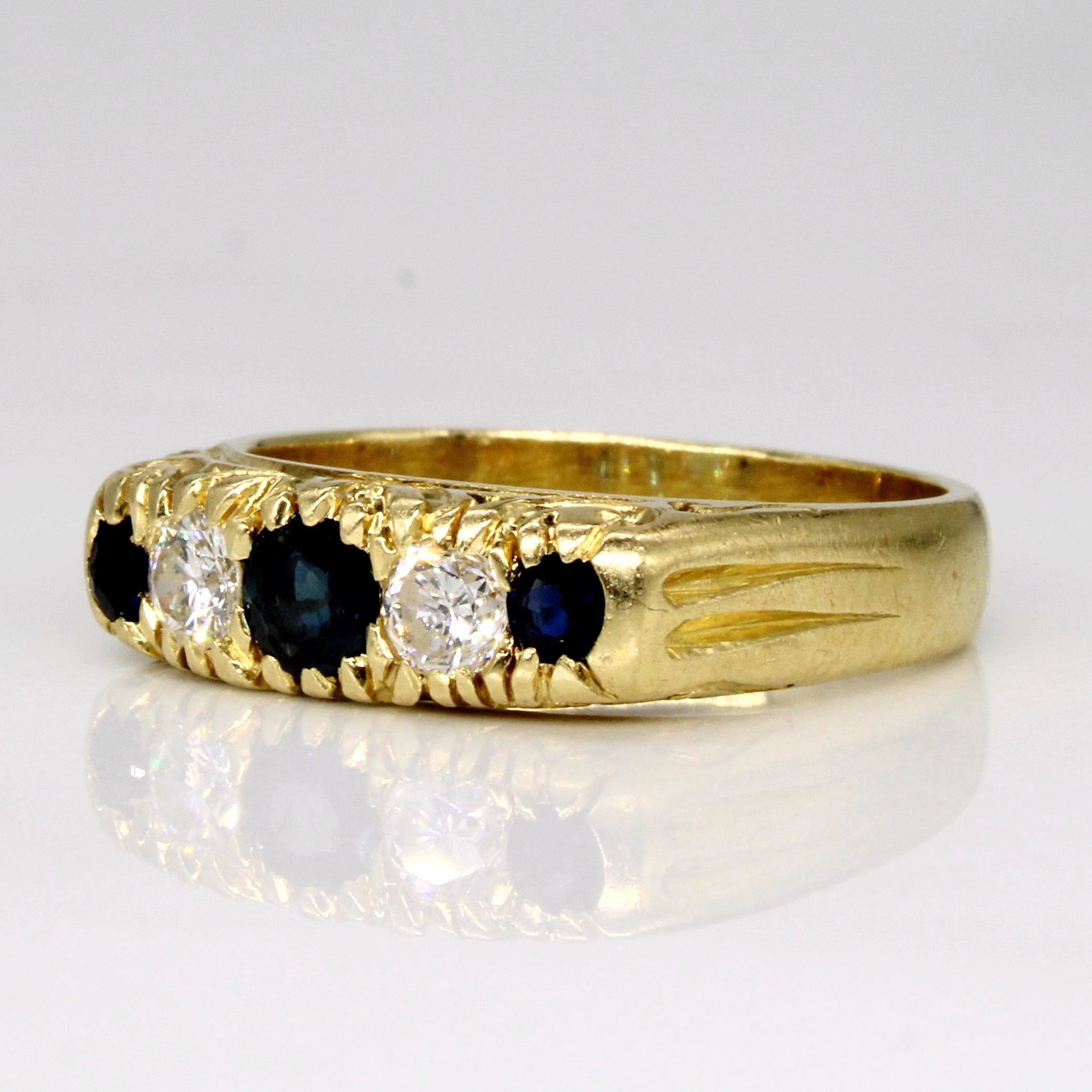 Vintage 18k Sapphire & Diamond Five Stone Band | 0.38ctw, 0.30ctw | SZ 6.75 |