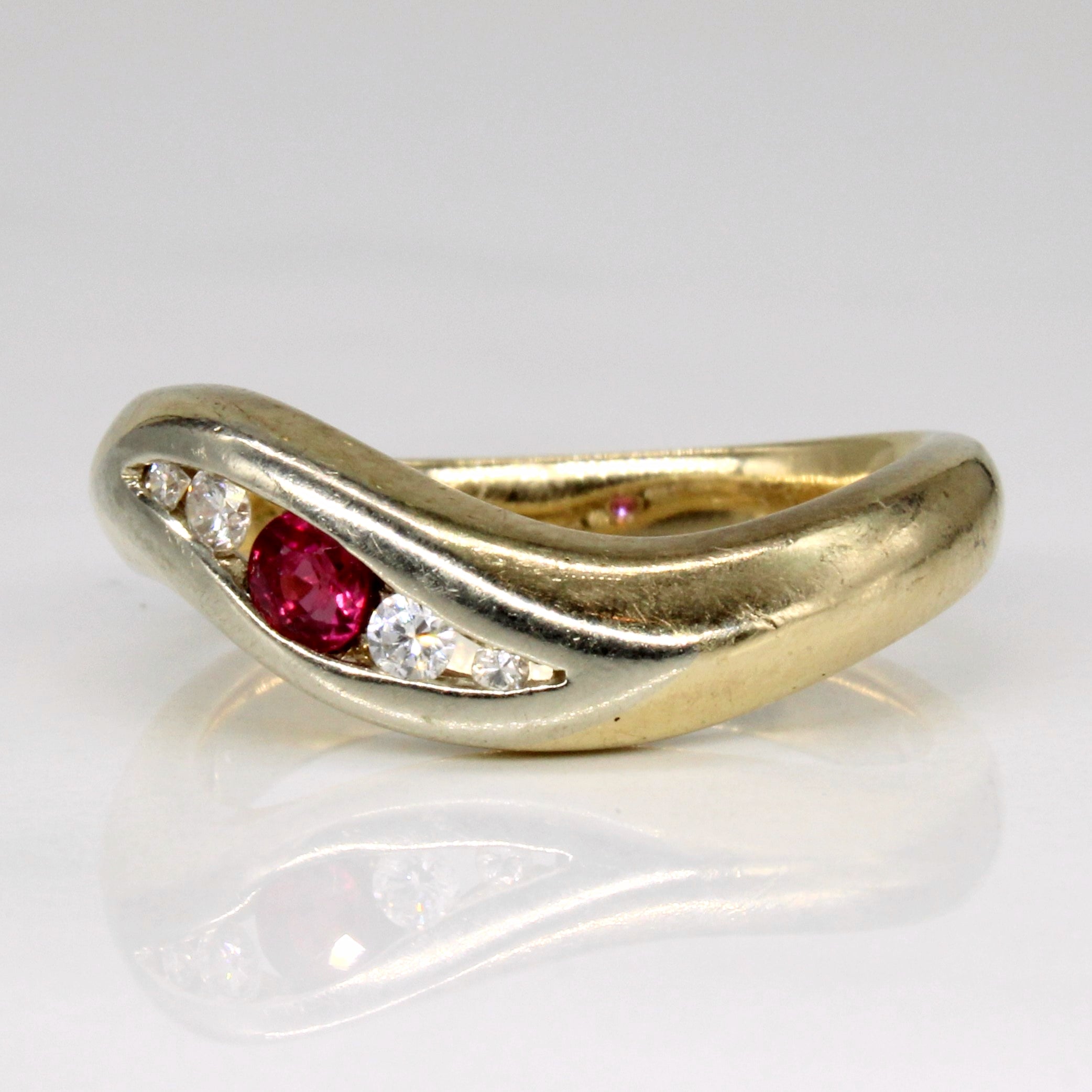 Ruby & Diamond Waterfall Ring | 0.15ct, 0.09ctw | SZ 6.5 |