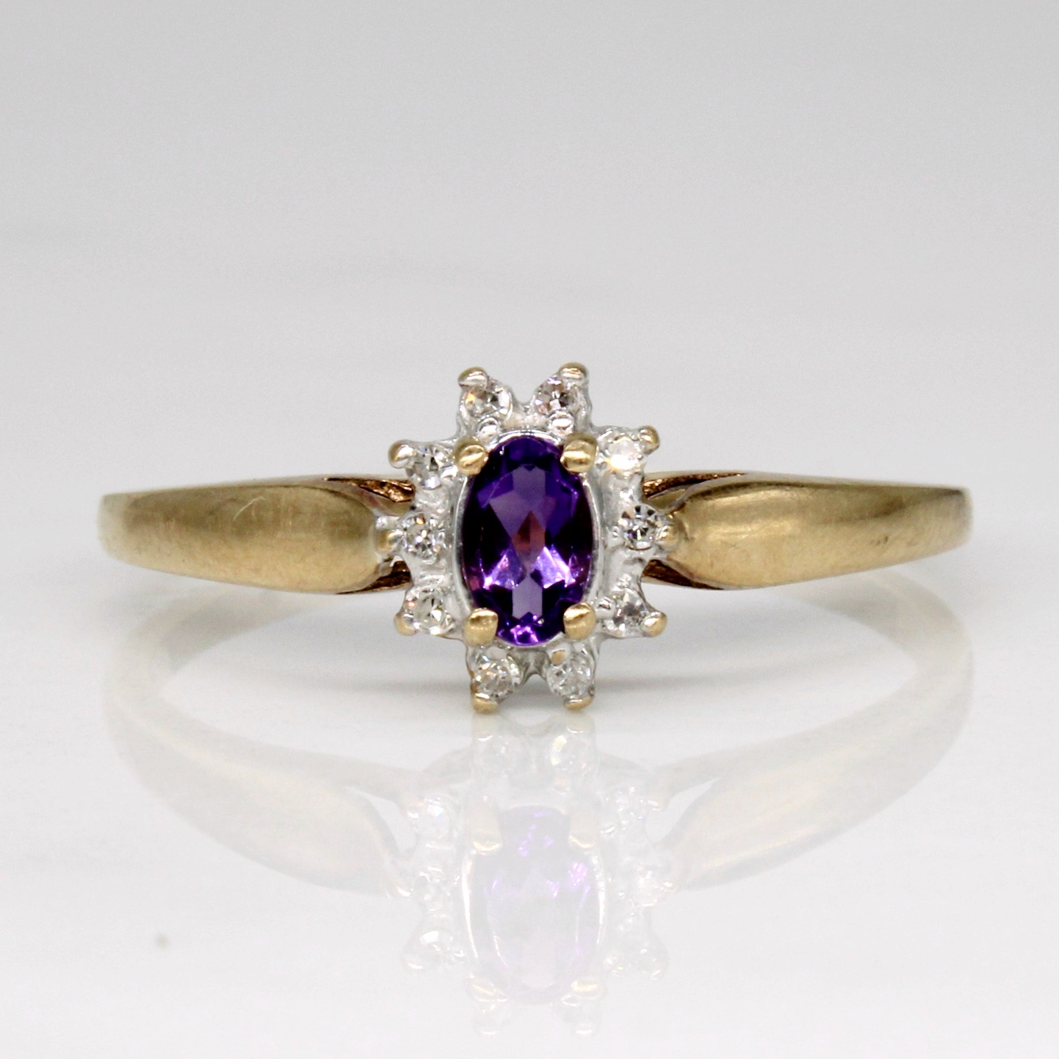Amethyst & Diamond Halo Ring | 0.16ct, 0.05ctw | SZ 9.75 |