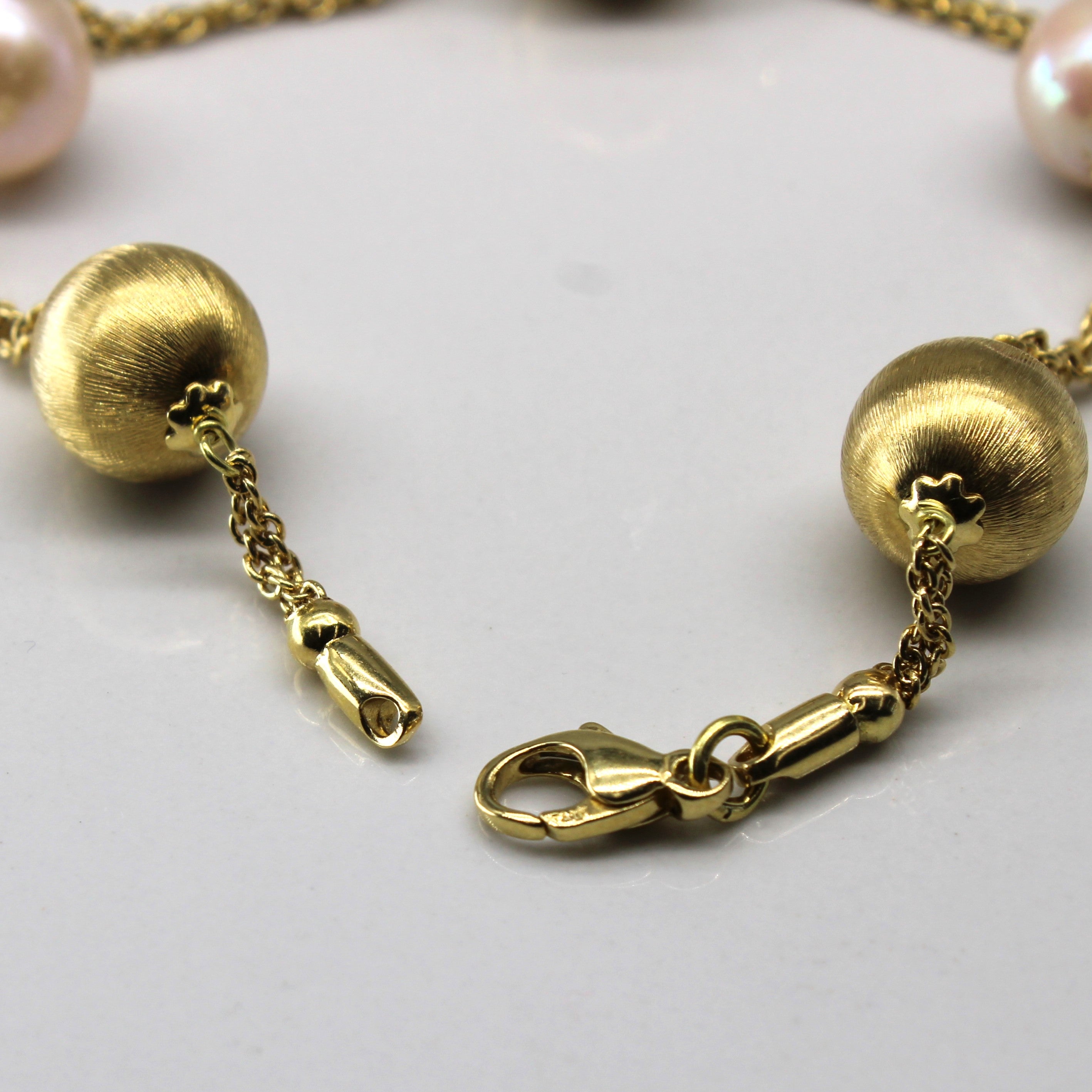Pearl & Gold Beads Chain Bracelet | 7.5"|
