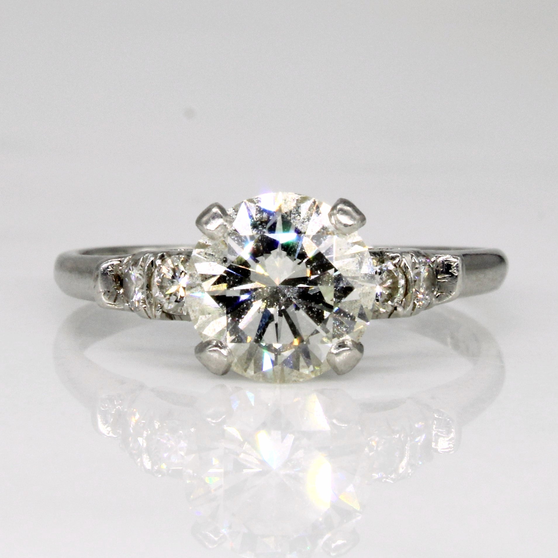 Bague de fiançailles en platine sertie de diamants des années 1930 | 2,01 ct VS1/2 K/L | Taille 8,25 |