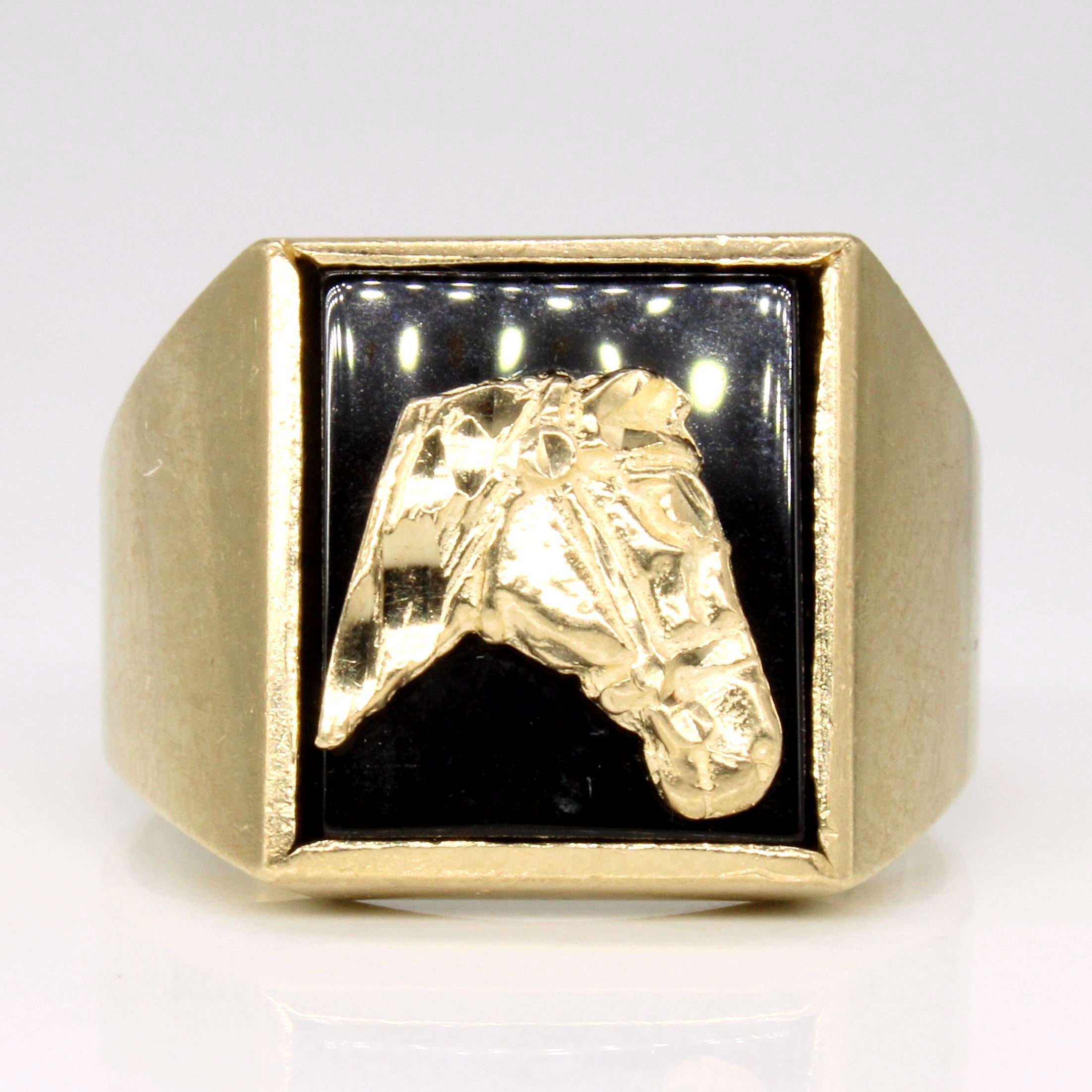 Onyx Horse Portrait Ring | 2.60ct | SZ 9.75 |