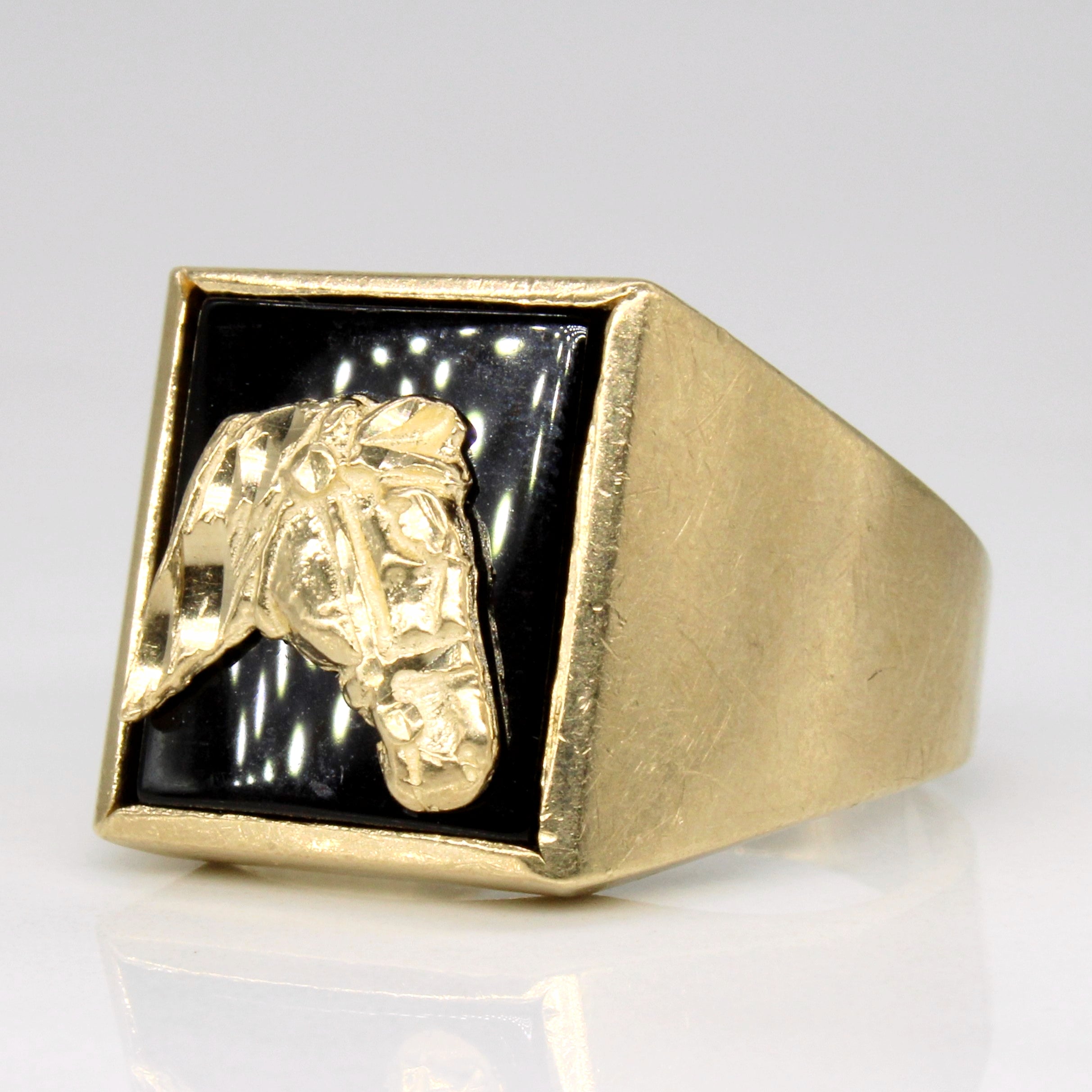 Onyx Horse Portrait Ring | 2.60ct | SZ 9.75 |