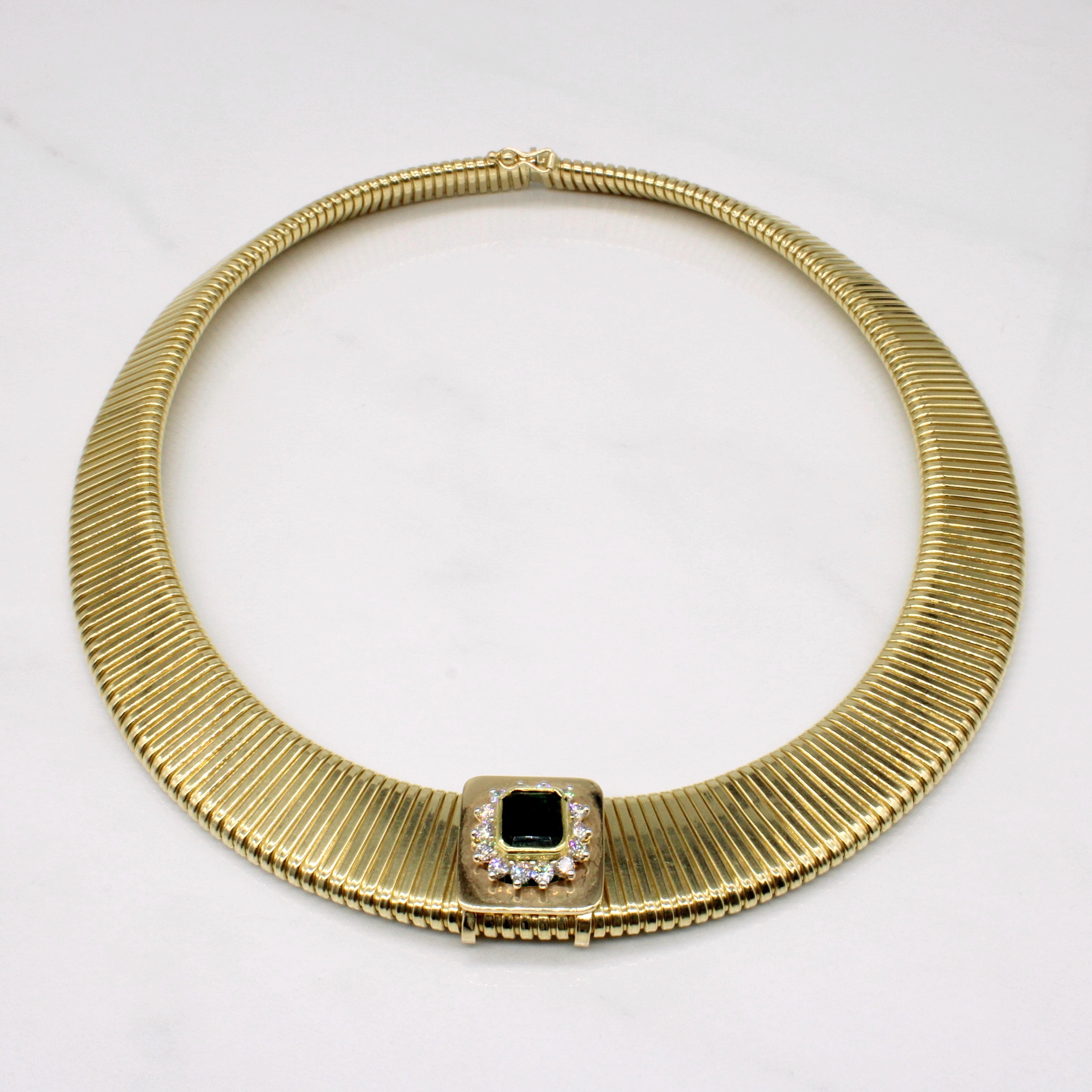 Emerald & Diamond Sliding Pendant Necklace | 1.40ct, 0.75ctw | 17" |