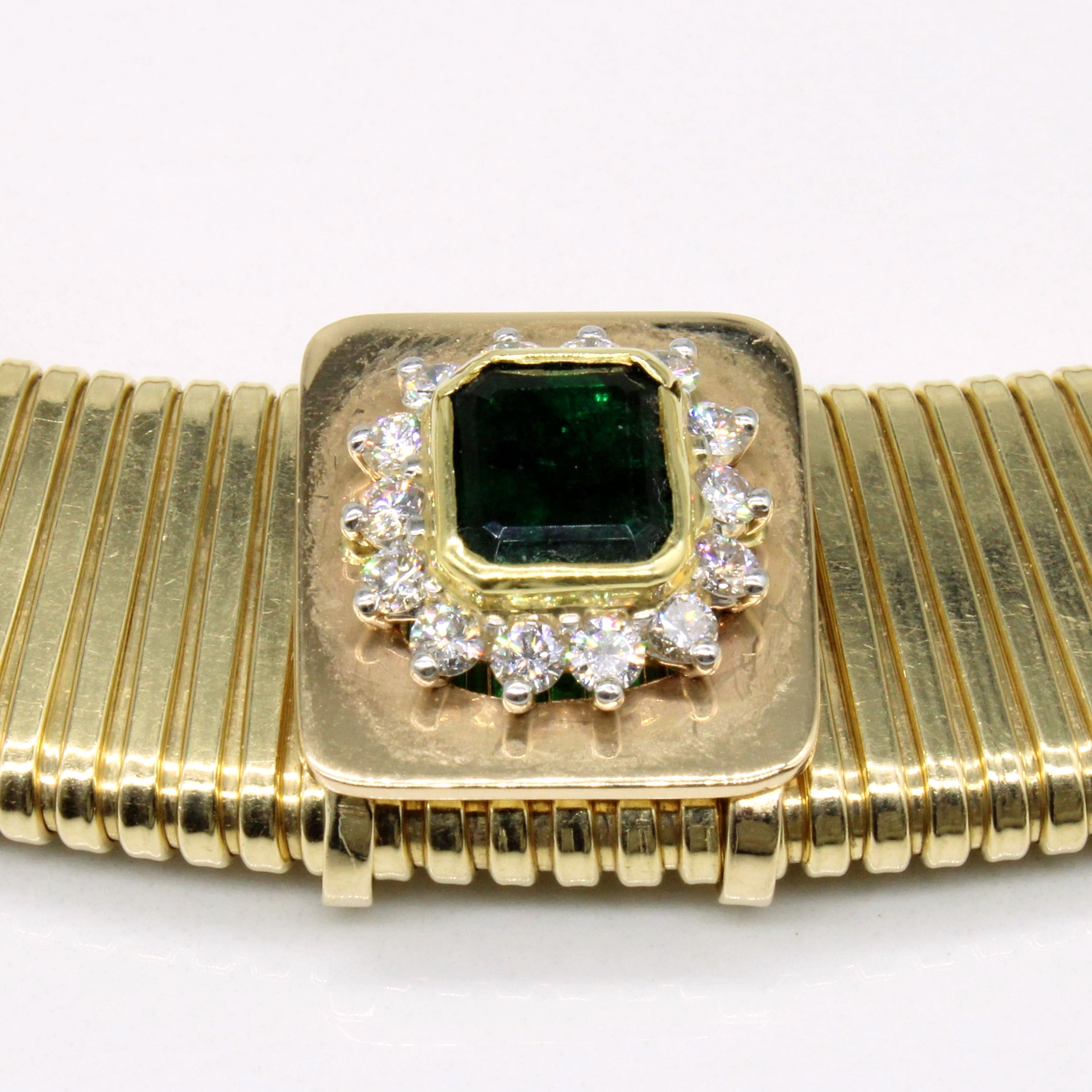 Emerald & Diamond Sliding Pendant Necklace | 1.40ct, 0.75ctw | 17" |