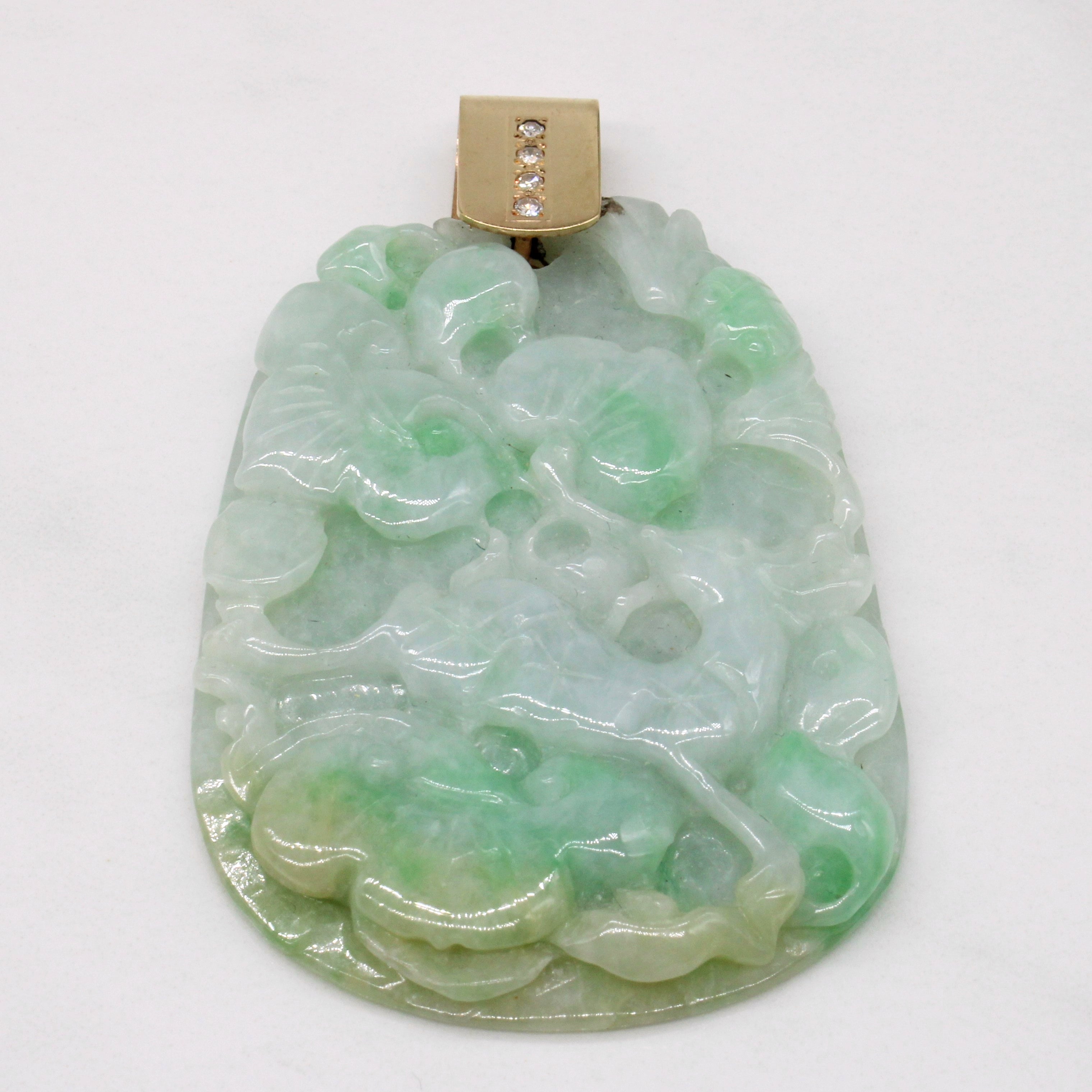 Jadeite & Diamond Large Pendant | 125.00ct, 0.08ctw |