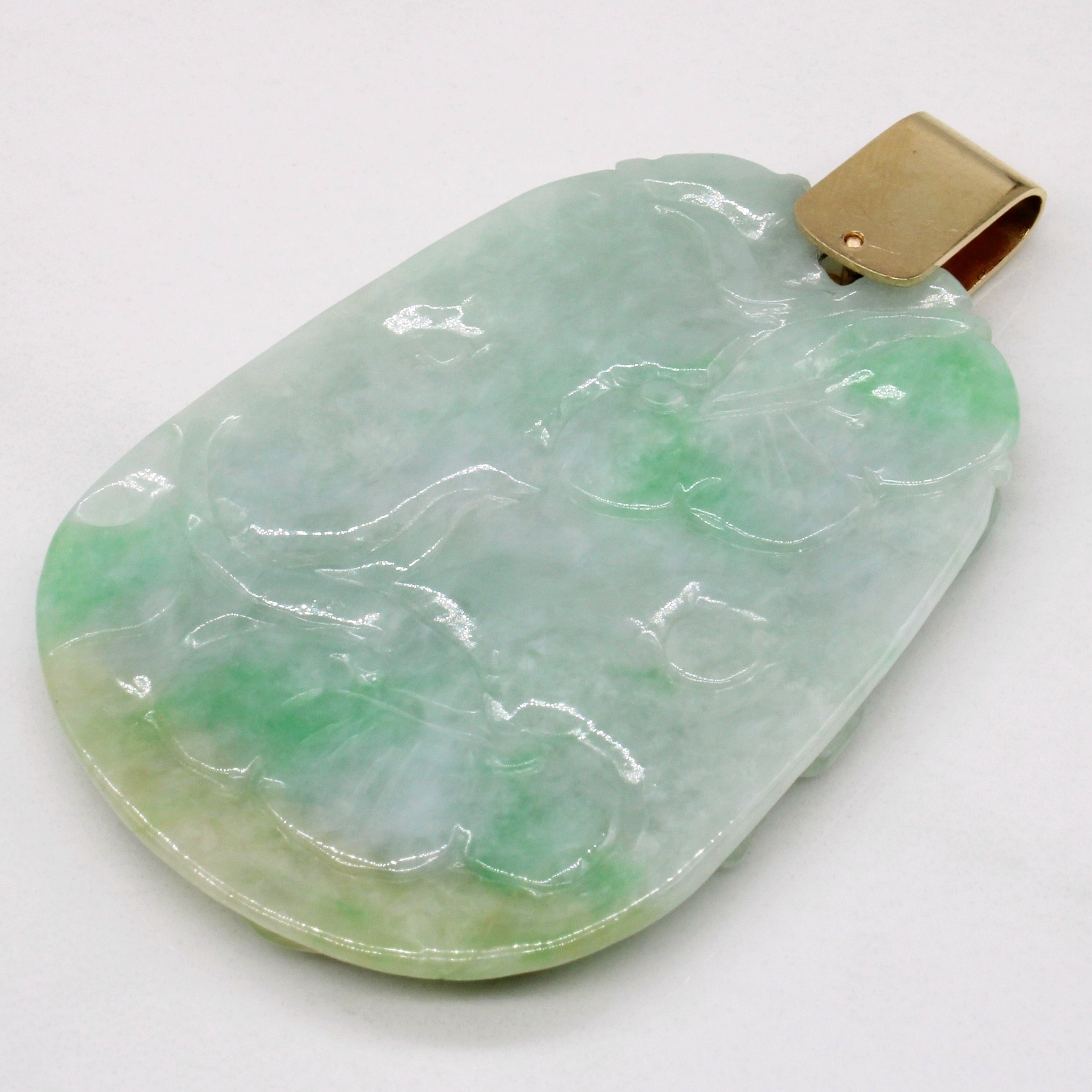 Jadeite & Diamond Large Pendant | 125.00ct, 0.08ctw |