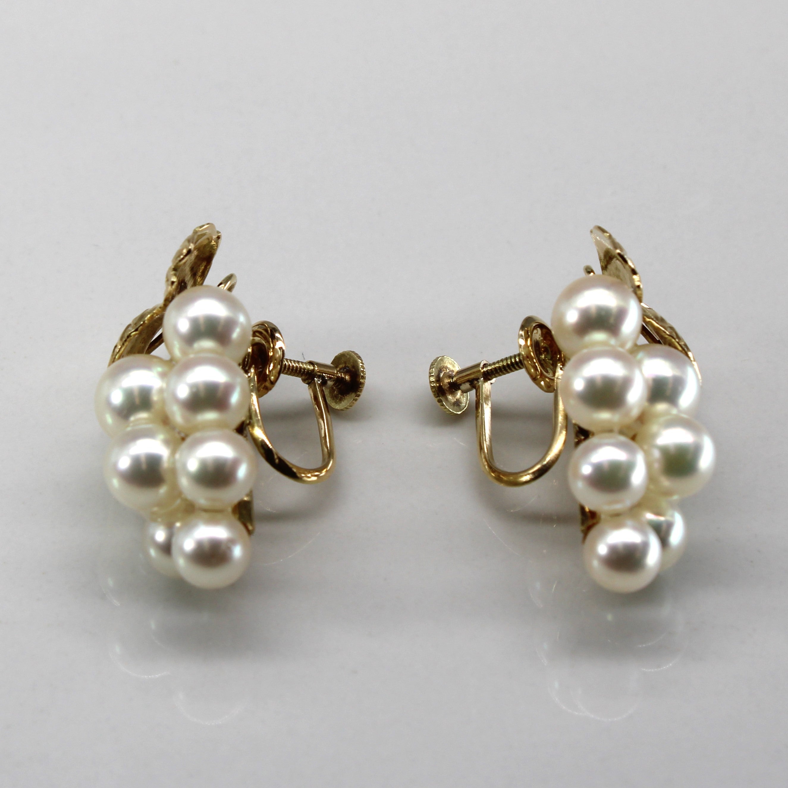 Grapes Design Multi Pearl Clip Earrings