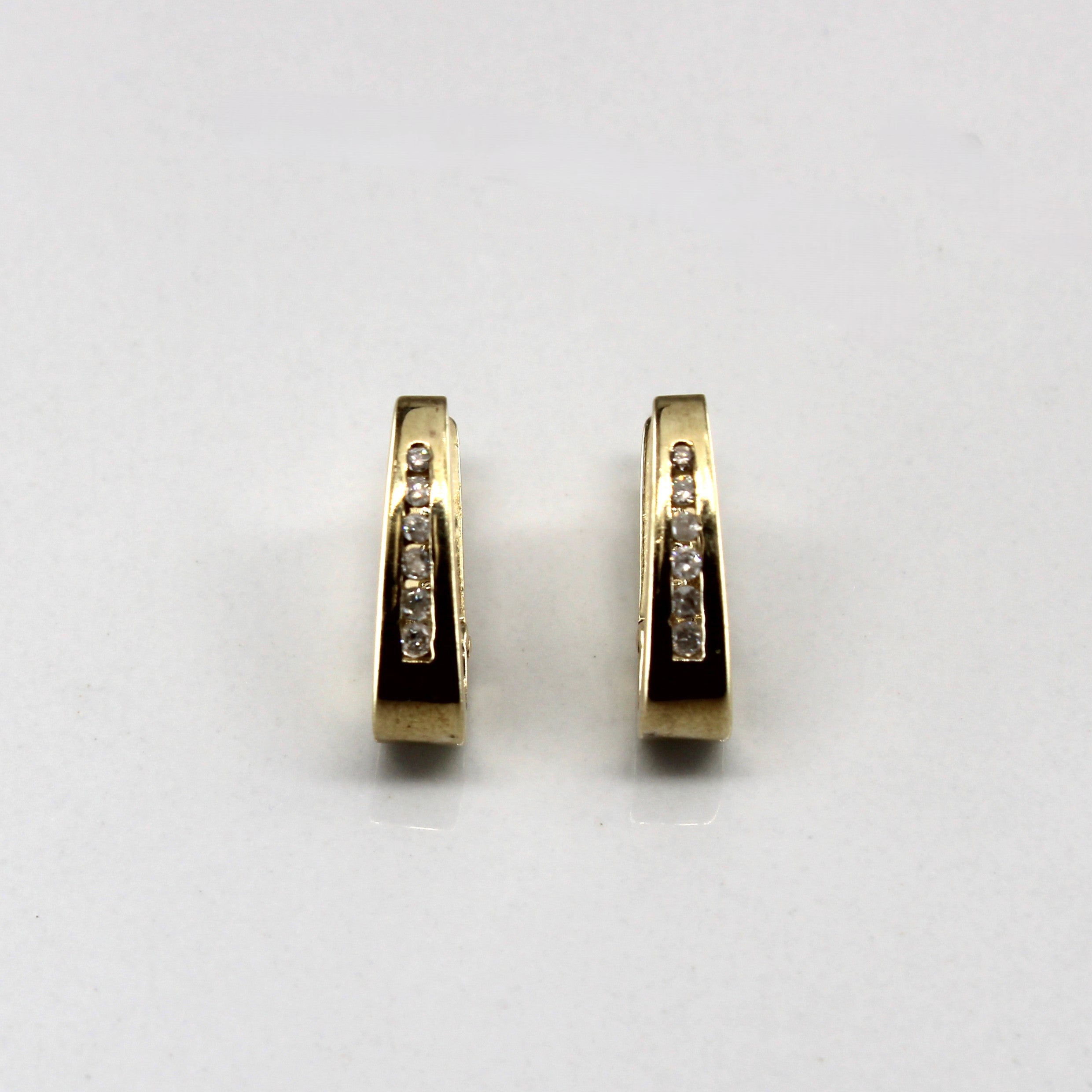 Channel Set Diamond Huggie Earrings | 0.08ctw |