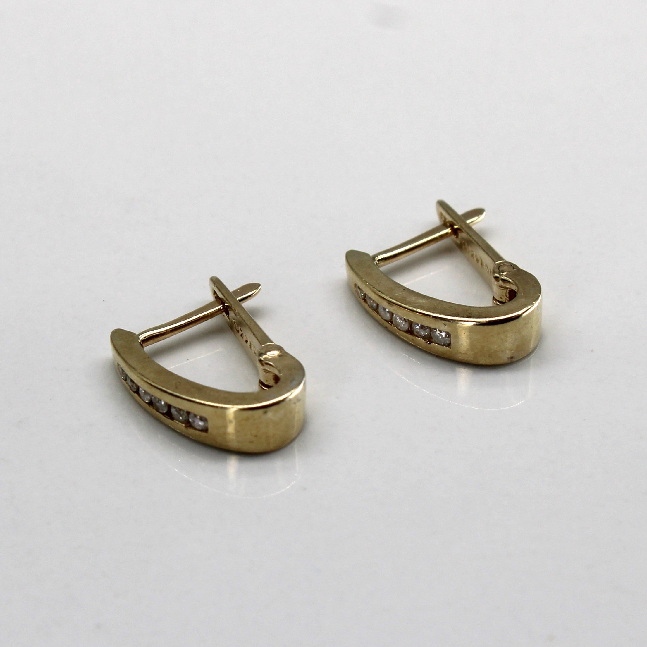 Channel Set Diamond Huggie Earrings | 0.08ctw |