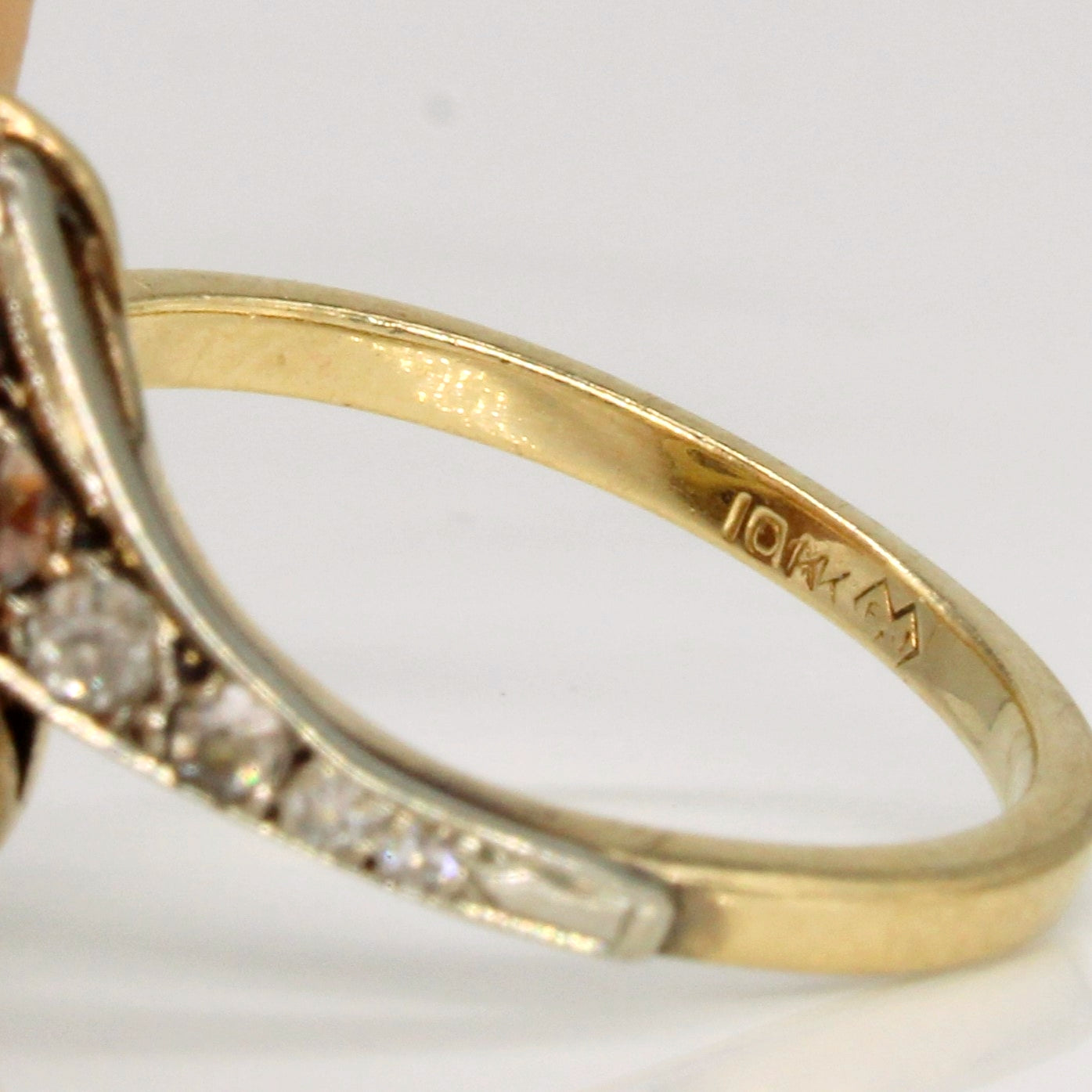 Antique Pearl & Old Cut Diamond Bypass Ring with Leaf Mofif | 0.13ctw | SZ 7 |