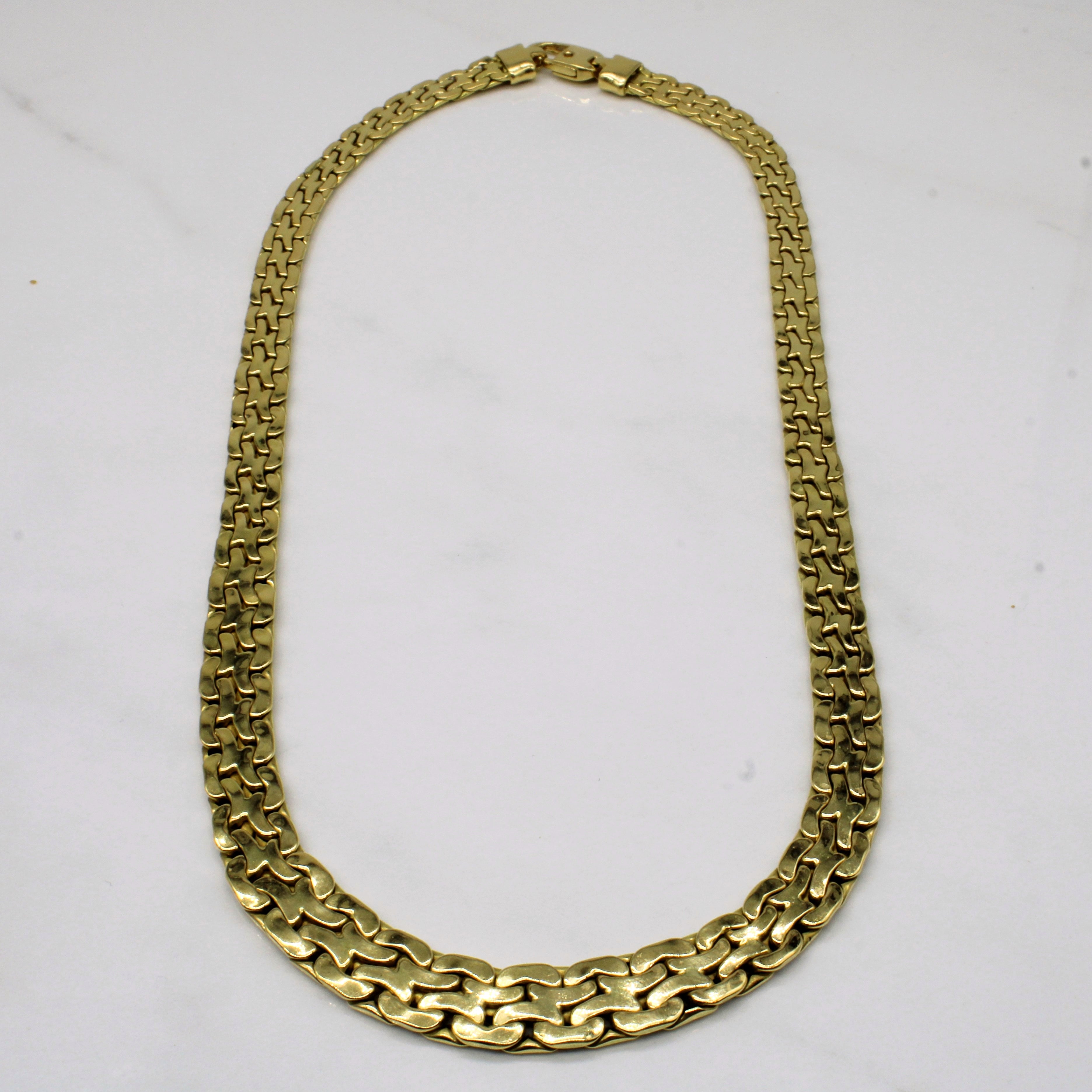 Italian 18k Yellow Gold Woven Link Necklace | 18" |
